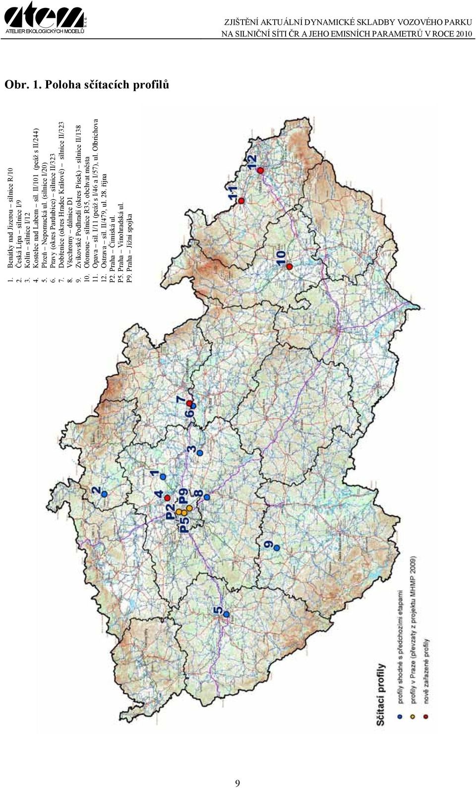 Dobřenice (okres Hradec Králové) silnice II/323 8. Všechromy dálnice D1 9. Zvíkovské Podhradí (okres Písek) silnice II/138 10.