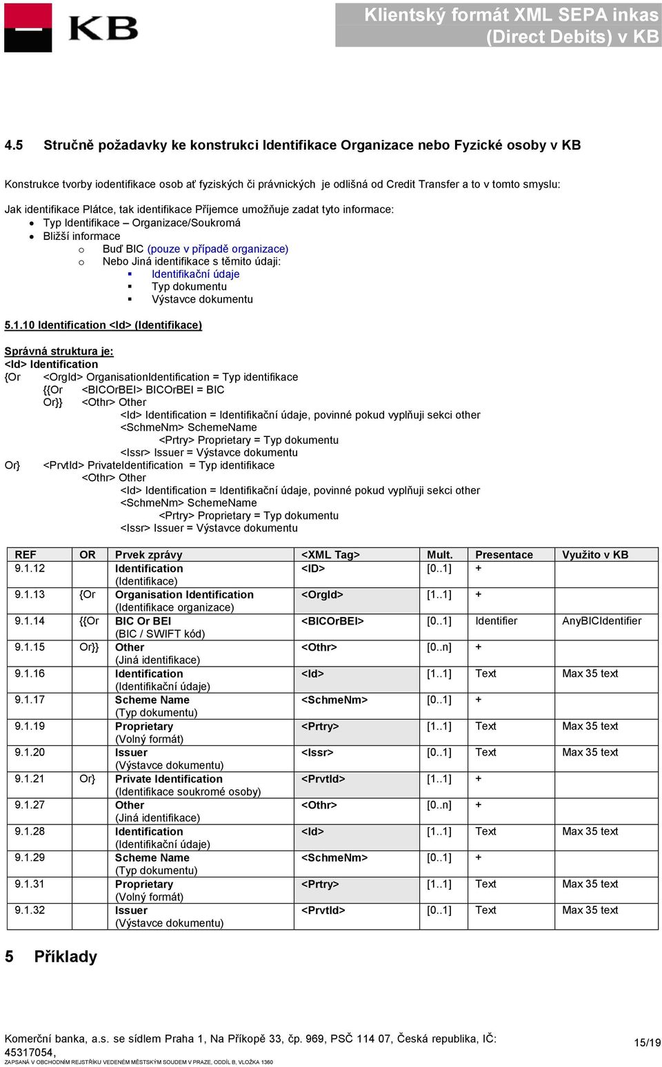 s těmito údaji: Identifikační údaje Typ dokumentu Výstavce dokumentu 5.1.