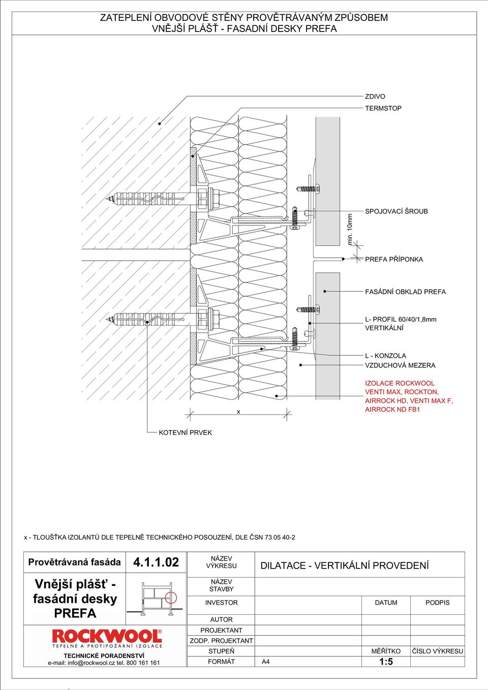 PREFA L- PROFIL 60/40/1,8mm VERTIKÁLNÍ L - KONZOLA