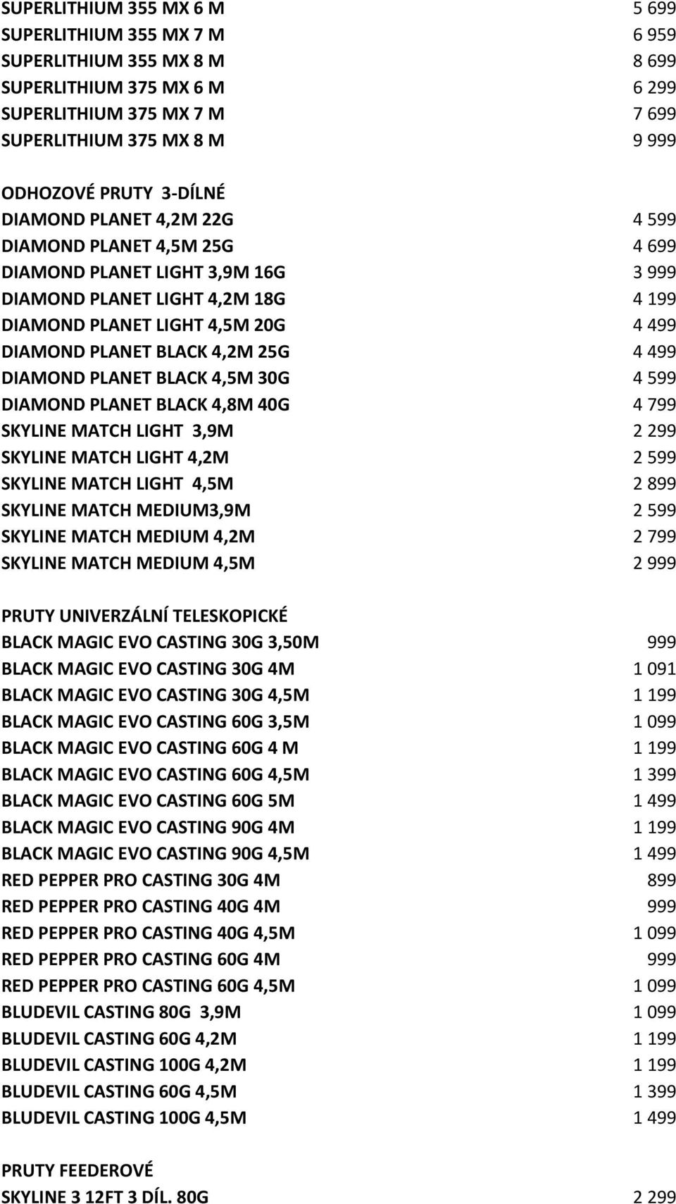 4,2M 25G 4 499 DIAMOND PLANET BLACK 4,5M 30G 4 599 DIAMOND PLANET BLACK 4,8M 40G 4 799 SKYLINE MATCH LIGHT 3,9M 2 299 SKYLINE MATCH LIGHT 4,2M 2 599 SKYLINE MATCH LIGHT 4,5M 2 899 SKYLINE MATCH