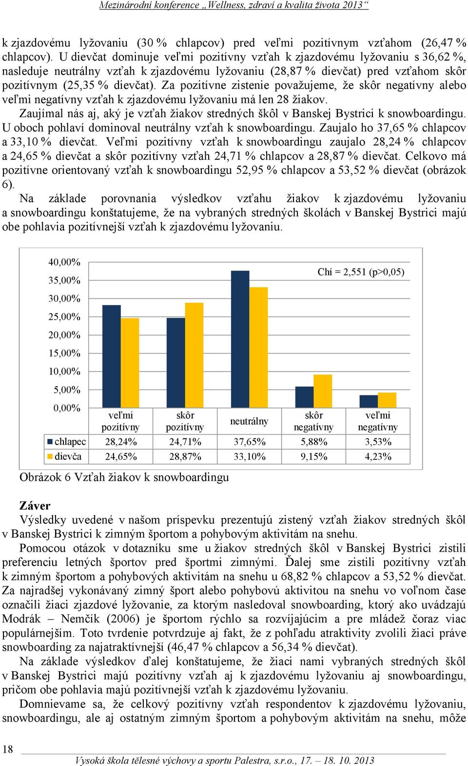 Za pozitívne zistenie považujeme, že skôr negatívny alebo veľmi negatívny vzťah k zjazdovému lyžovaniu má len 28 žiakov.