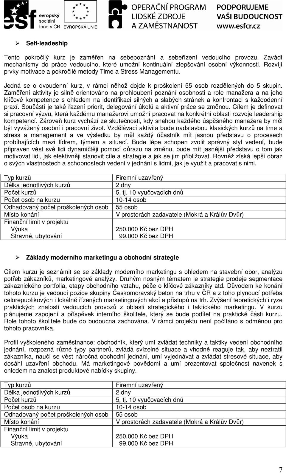 Zaměření aktivity je silně orientováno na prohloubení poznání osobnosti a role manažera a na jeho klíčové kompetence s ohledem na identifikaci silných a slabých stránek a konfrontaci s každodenní