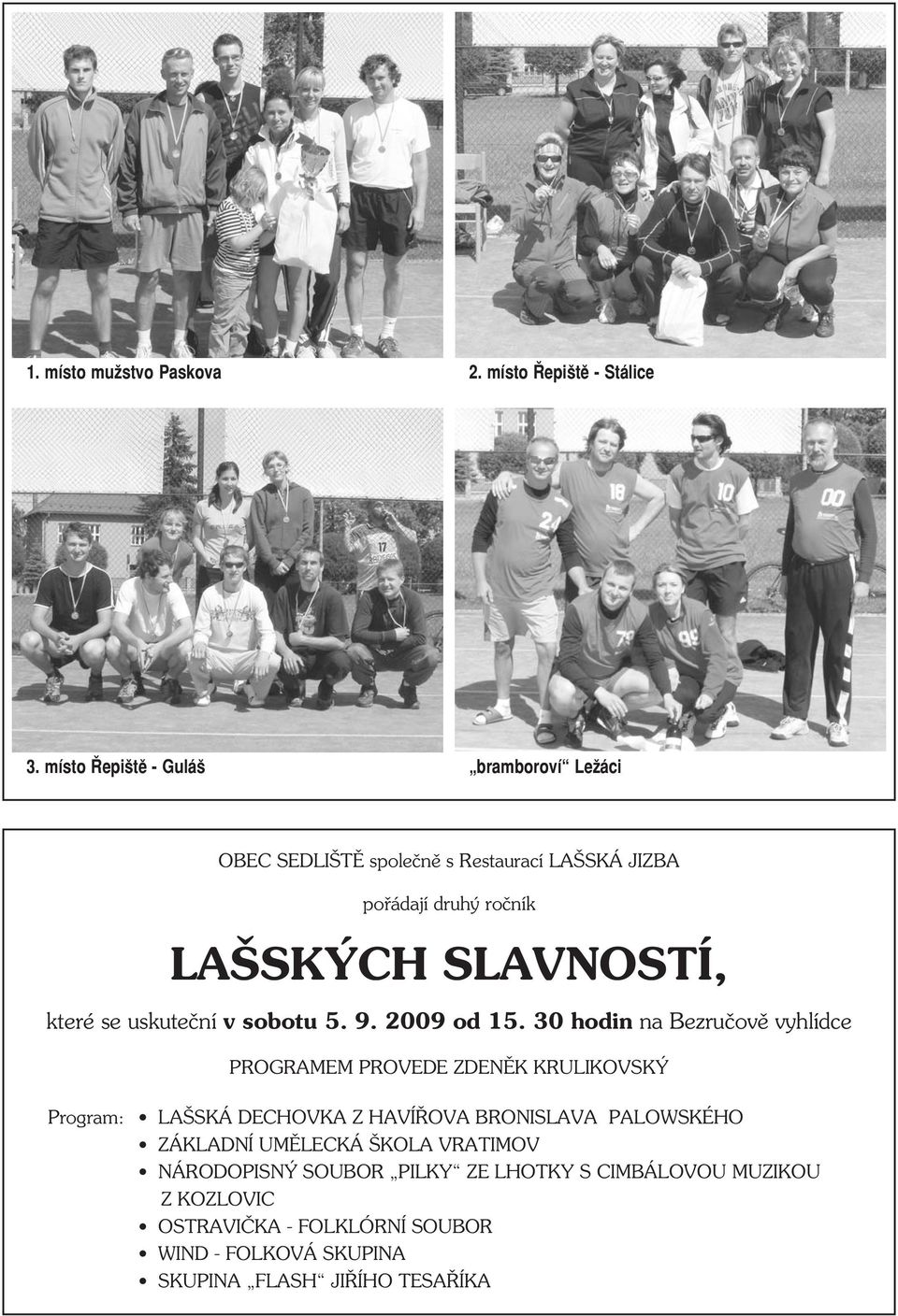 které se uskuteční v sobotu 5. 9. 2009 od 15.