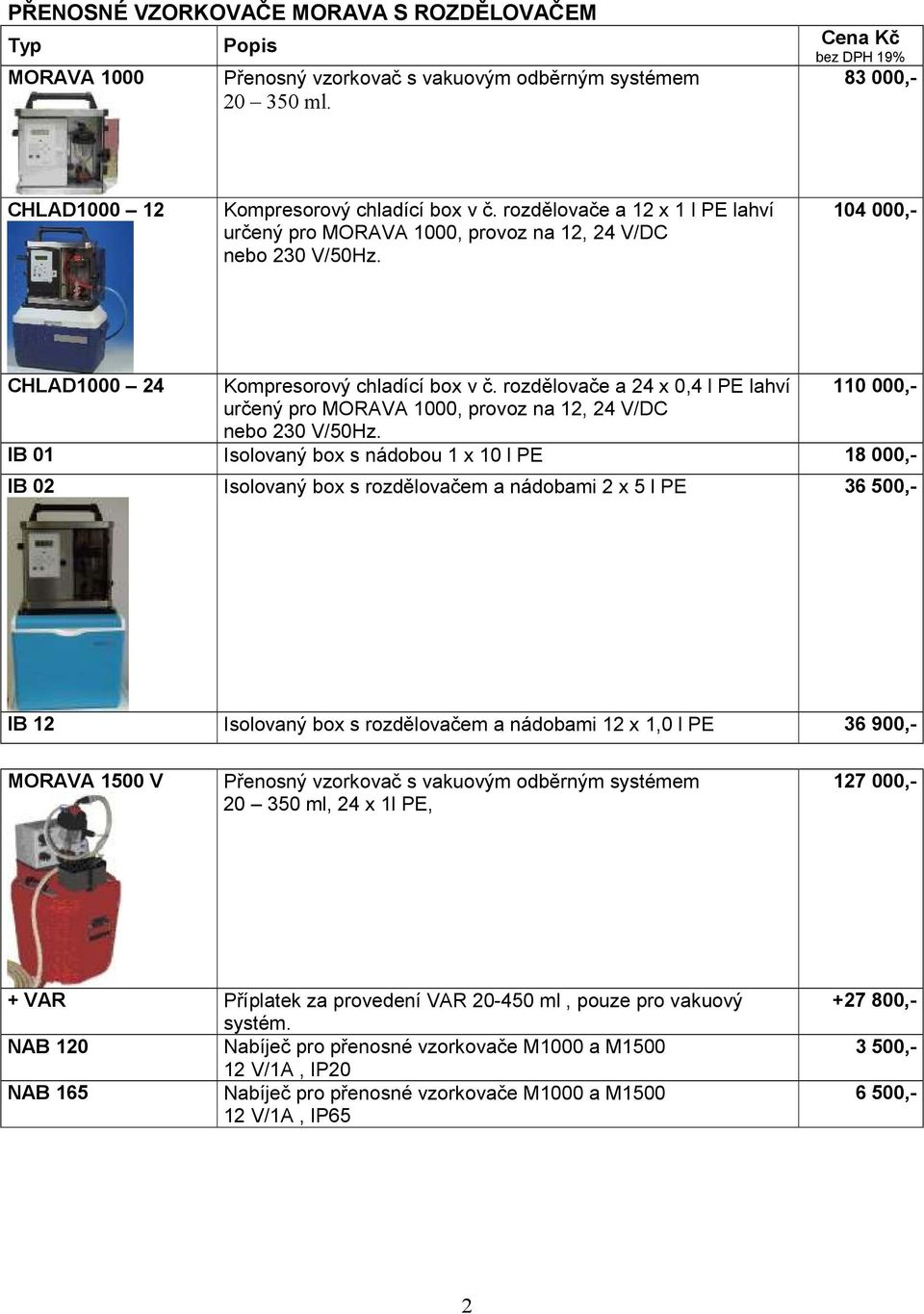 rozdělovače a 24 x 0,4 l PE lahví 110 000,- určený pro MORAVA 1000, provoz na 12, 24 V/DC nebo 230 V/50Hz.