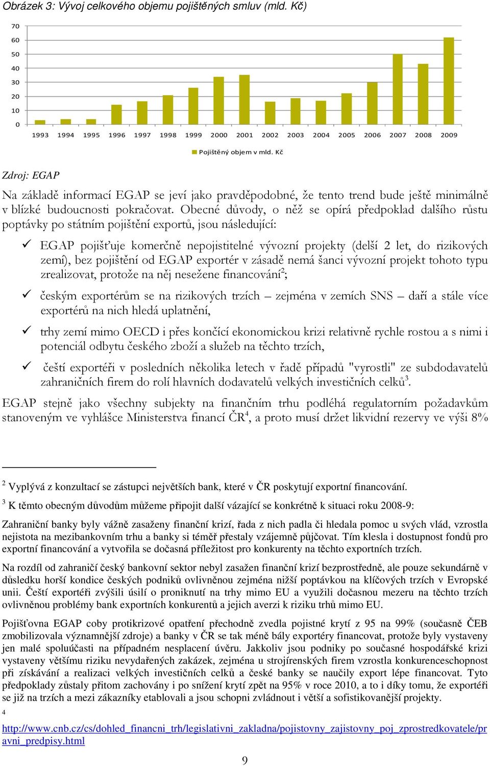 Obecné důvody, o něž se opírá předpoklad dalšího růstu poptávky po státním pojištění exportů, jsou následující: EGAP pojišťuje komerčně nepojistitelné vývozní projekty (delší 2 let, do rizikových