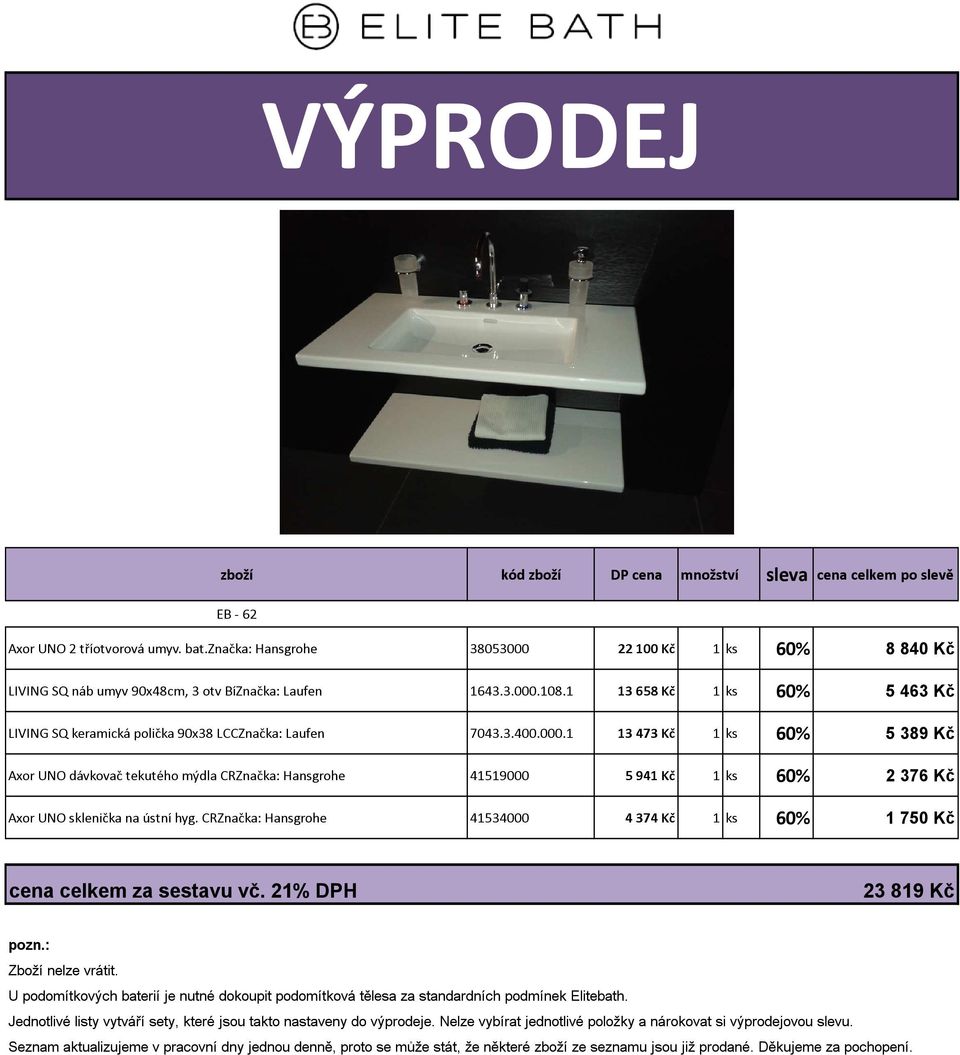 1 13 658 Kč 1 ks 60% 5 463 Kč LIVING SQ keramická polička 90x38 LCCZnačka: Laufen 7043.3.400.000.