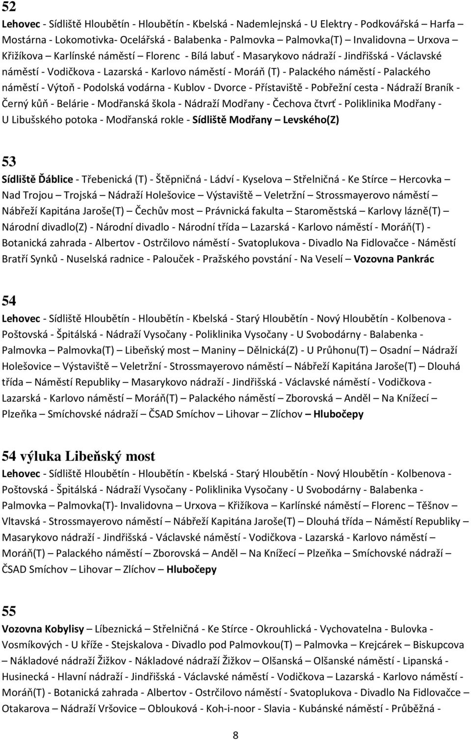 Podolská vodárna - Kublov - Dvorce - Přístaviště - Pobřežní cesta - Nádraží Braník - Černý kůň - Belárie - Modřanská škola - Nádraží Modřany - Čechova čtvrť - Poliklinika Modřany - U Libušského