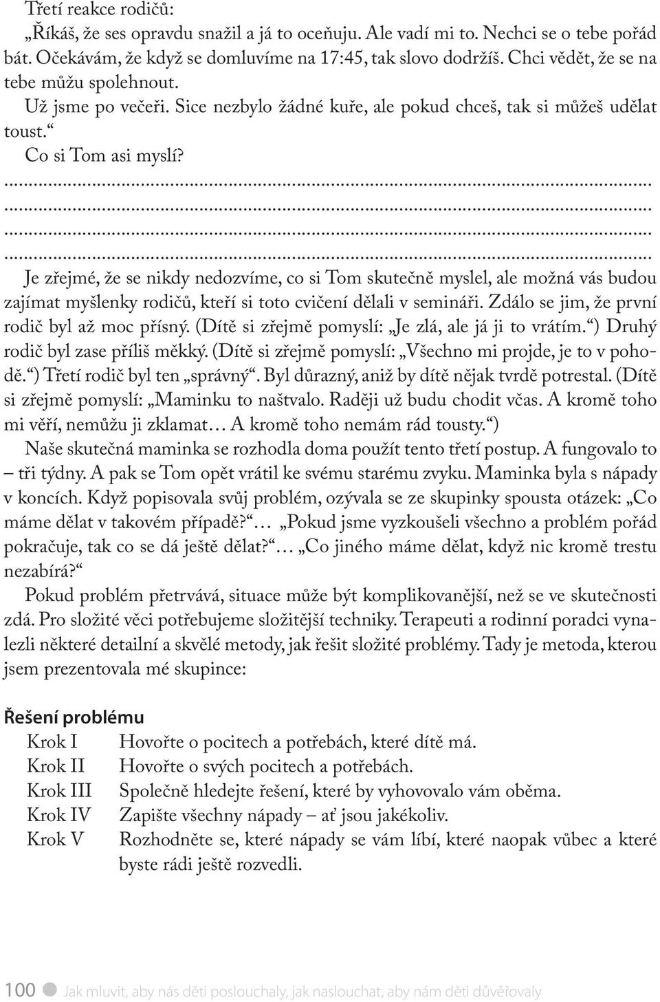 Je zřejmé, že se nikdy nedozvíme, co si Tom skutečně myslel, ale možná vás budou zajímat myšlenky rodičů, kteří si toto cvičení dělali v semináři. Zdálo se jim, že první rodič byl až moc přísný.