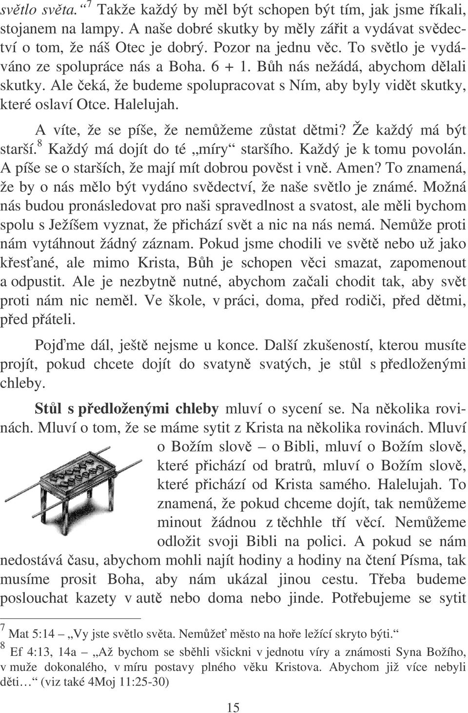 A víte, že se píše, že nemžeme zstat dtmi? Že každý má být starší. 8 Každý má dojít do té míry staršího. Každý je k tomu povolán. A píše se o starších, že mají mít dobrou povst i vn. Amen?