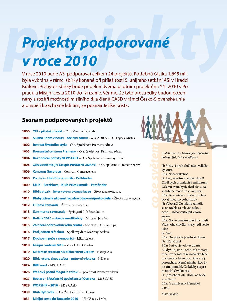 Věříme, že tyto prostředky budou požehnány a rozšíří možnosti misijního díla členů CASD v rámci Česko-Slovenské unie a přispějí k záchraně lidí tím, že poznají Ježíše Krista.