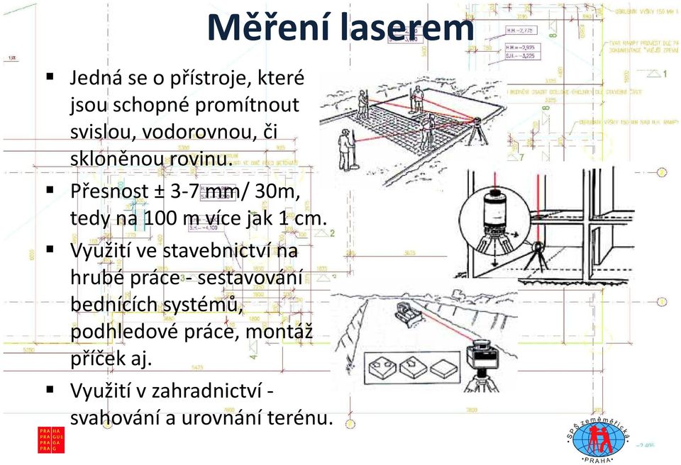 Přesnost ± 3-7 mm/ 30m, tedy na 100 m více jak 1 cm.