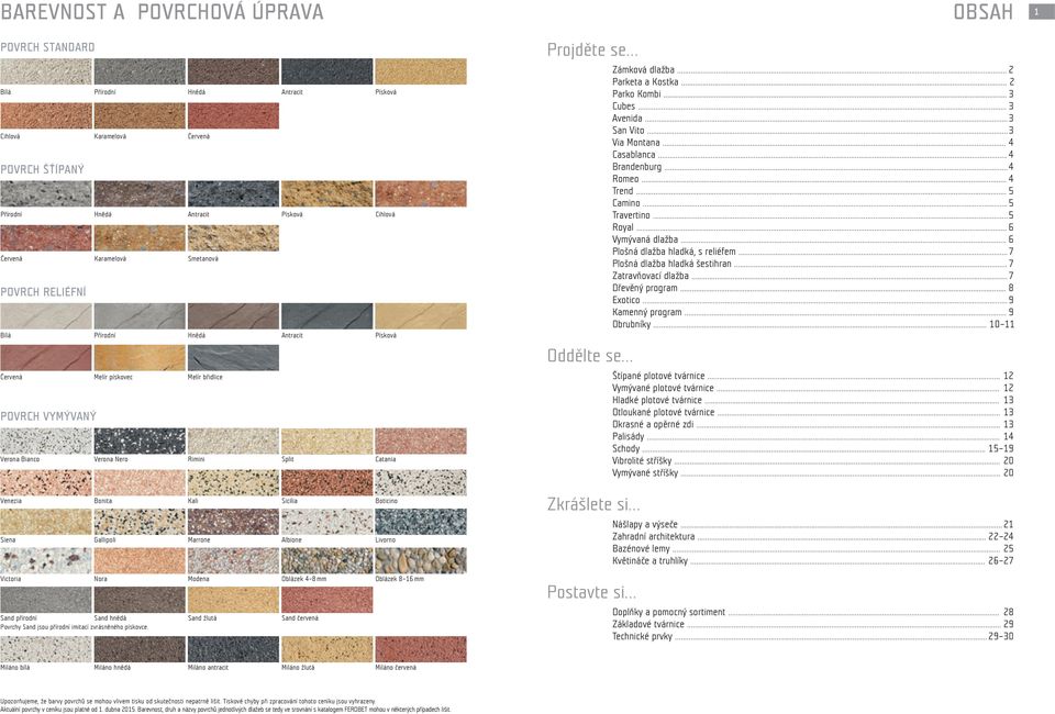 .. 5 Camino... 5 Travertino... 5 Royal... 6 Vymývaná dlažba... 6 Plošná dlažba hladká, s reliéfem... 7 Plošná dlažba hladká šestihran... 7 atravňovací dlažba... 7 Dřevěný program... 8 Exotico.
