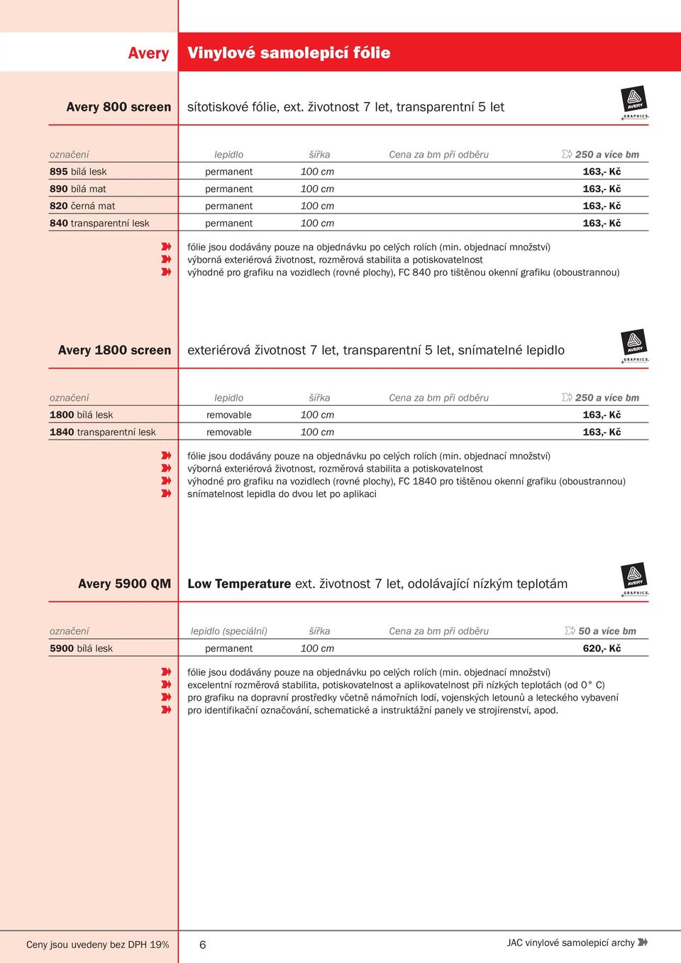 100 cm 163,- Kč 840 transparentní lesk permanent 100 cm 163,- Kč fólie jsou dodávány pouze na objednávku po celých rolích (min.