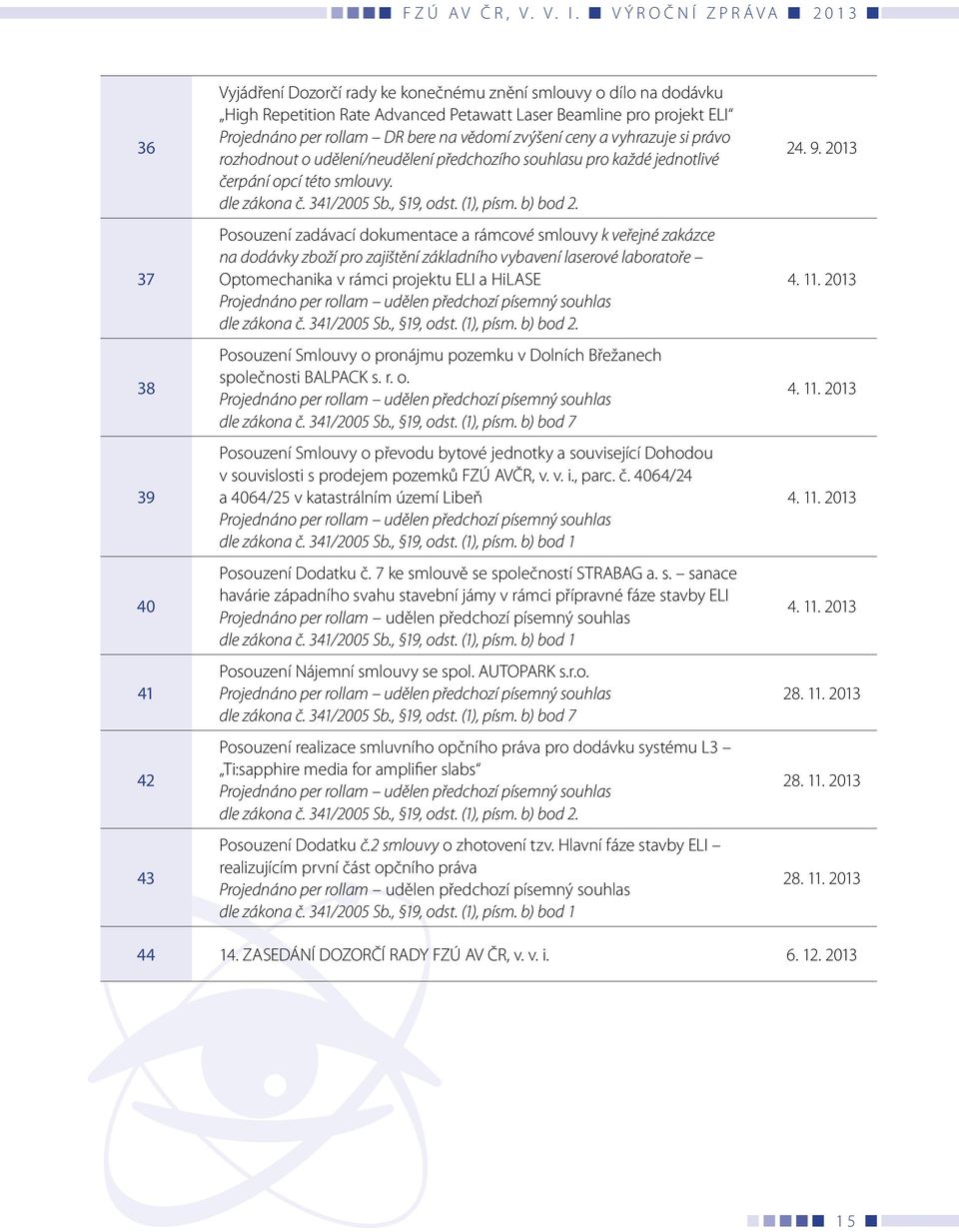 Posouzení zadávací dokumentace a rámcové smlouvy k veřejné zakázce na dodávky zboží pro zajištění základního vybavení laserové laboratoře Optomechanika v rámci projektu ELI a HiLASE Projednáno per