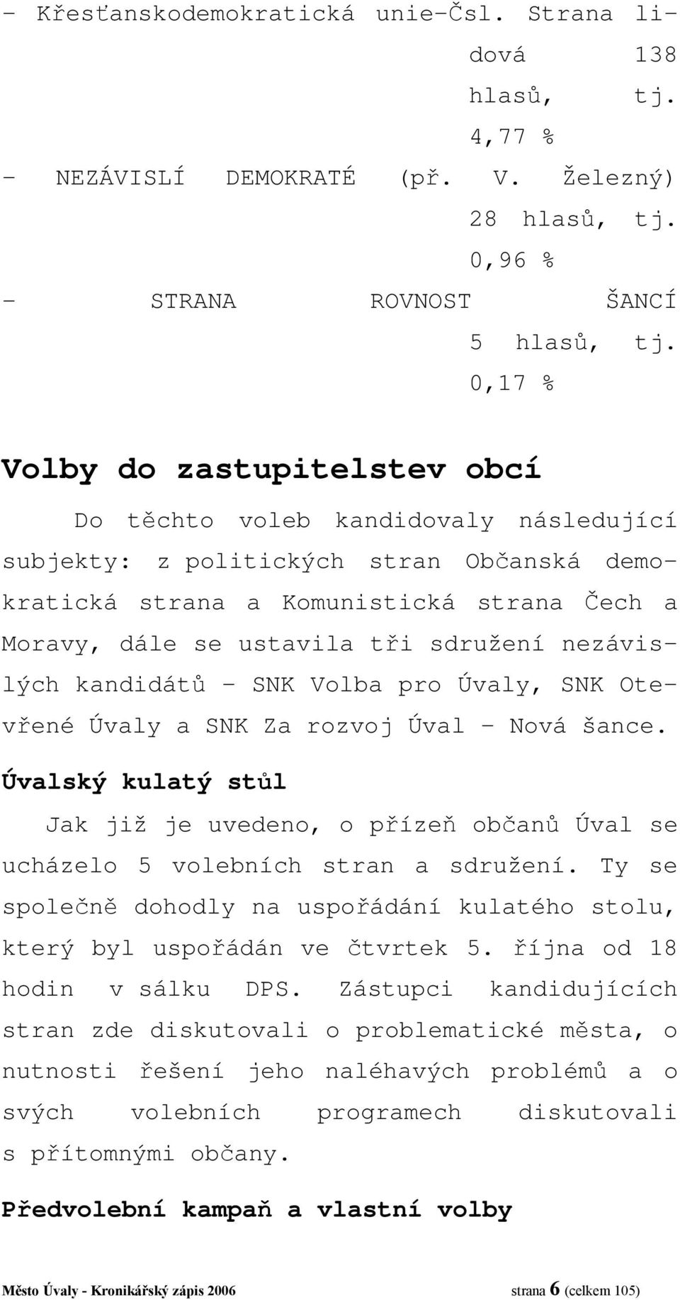 sdružení nezávislých kandidátů SNK Volba pro Úvaly, SNK Otevřené Úvaly a SNK Za rozvoj Úval Nová šance.