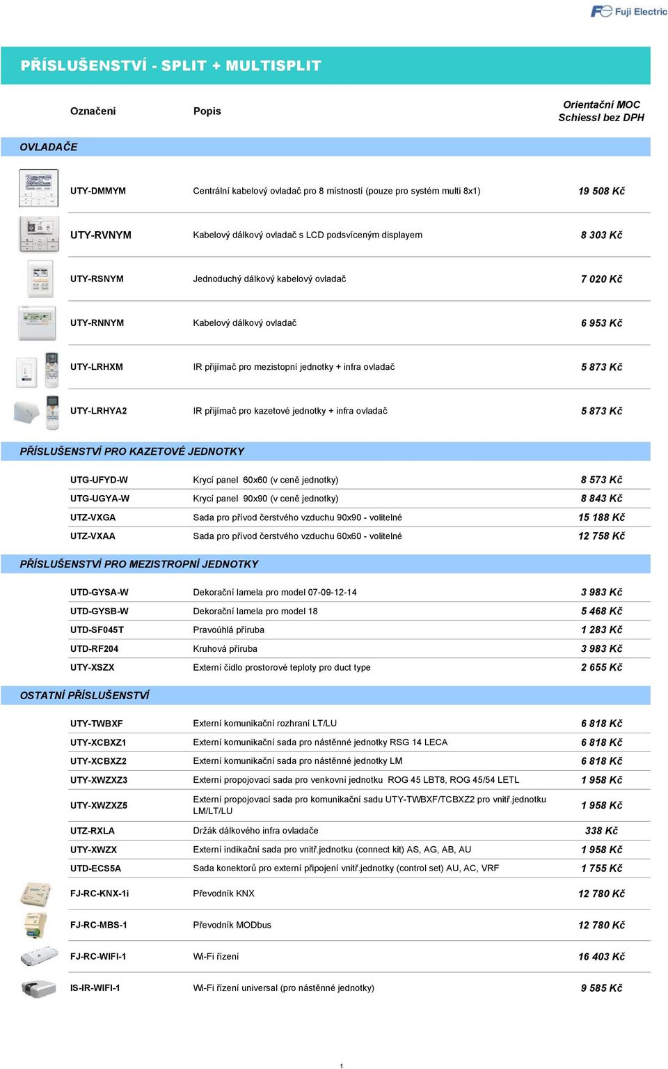 IR přijímač pro kazetové jednotky + infra ovladač 5 873 Kč PŘÍSLUŠENSTVÍ PRO KAZETOVÉ JEDNOTKY UTG-UFYD-W Krycí panel 60x60 (v ceně jednotky) 8 573 Kč UTG-UGYA-W Krycí panel 90x90 (v ceně jednotky) 8