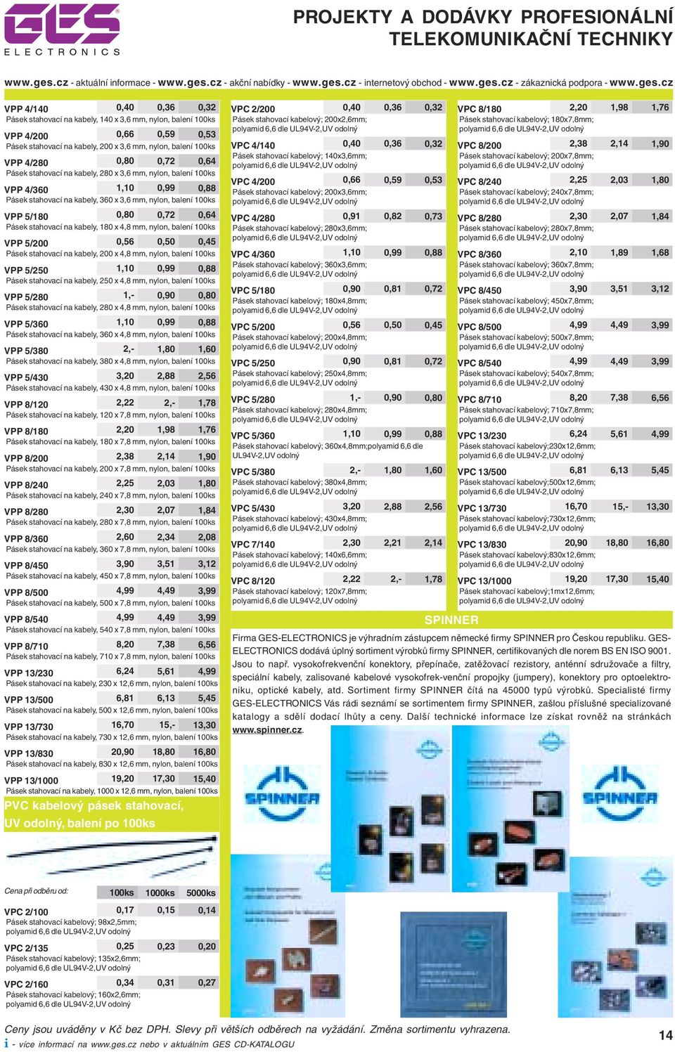 180 x 4,8 mm, nylon, balení 100ks VPP 5/200 0,56 0,50 0,45 Pásek stahovací na kabely, 200 x 4,8 mm, nylon, balení 100ks VPP 5/250 1,10 0,99 0,88 Pásek stahovací na kabely, 250 x 4,8 mm, nylon, balení