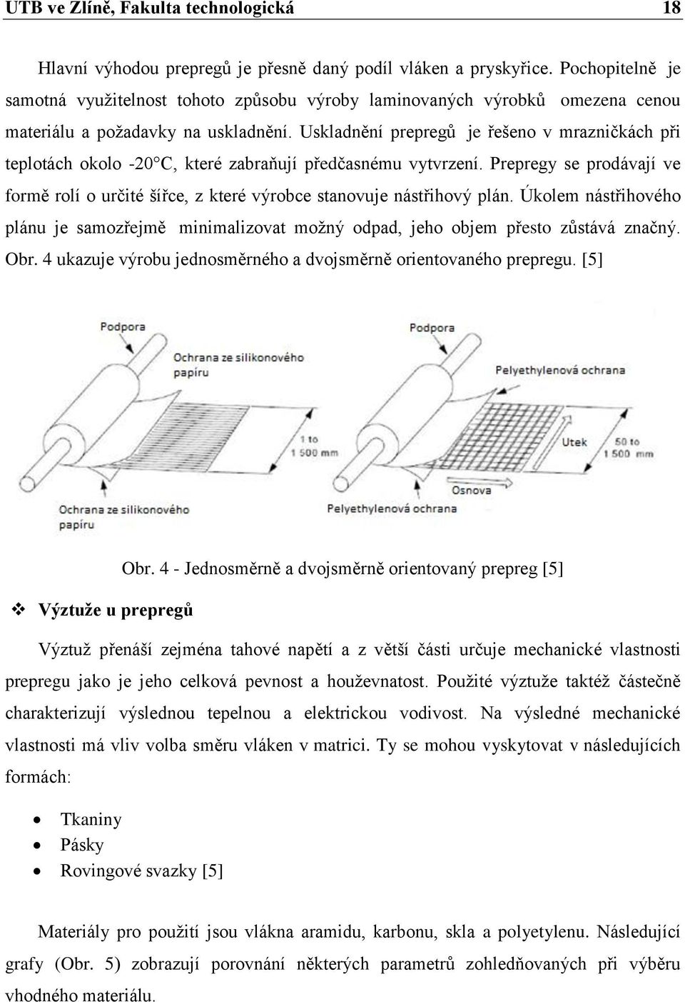 Uskladnění prepregů je řešeno v mrazničkách při teplotách okolo -20 C, které zabraňují předčasnému vytvrzení.