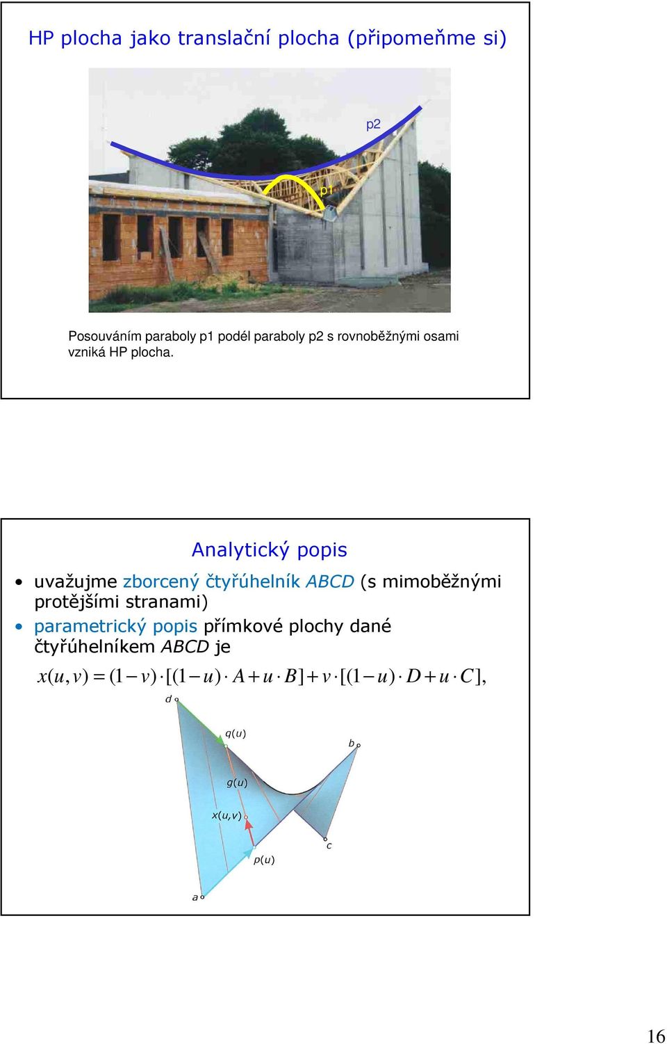 Analytický popis uvažujme zborcený čtyřúhelník ABCD(s mimoběžnými protějšími