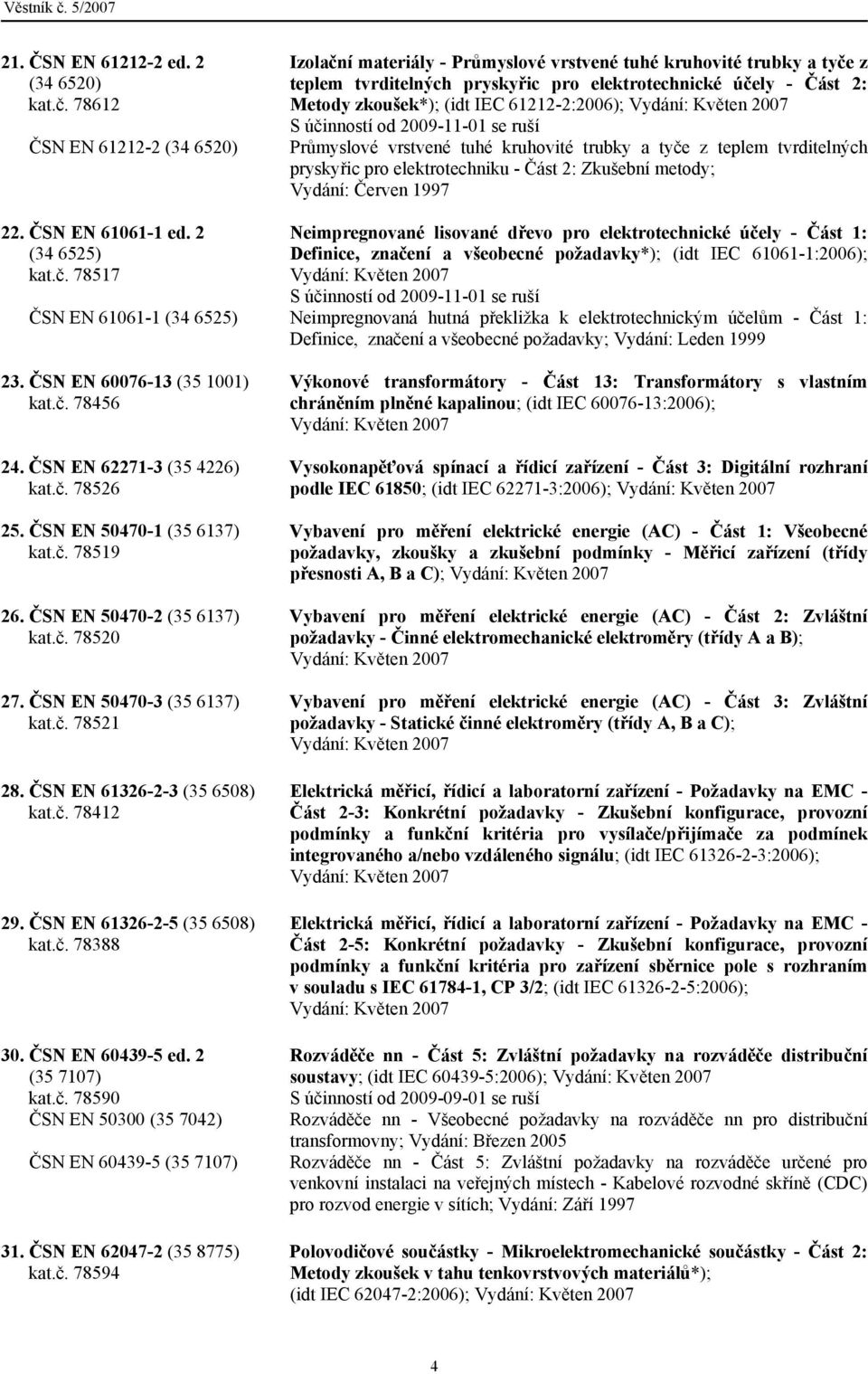 61212-2:2006); Vydání: Květen 2007 S účinností od 2009-11-01 se ruší Průmyslové vrstvené tuhé kruhovité trubky a tyče z teplem tvrditelných pryskyřic pro elektrotechniku - Část 2: Zkušební metody;