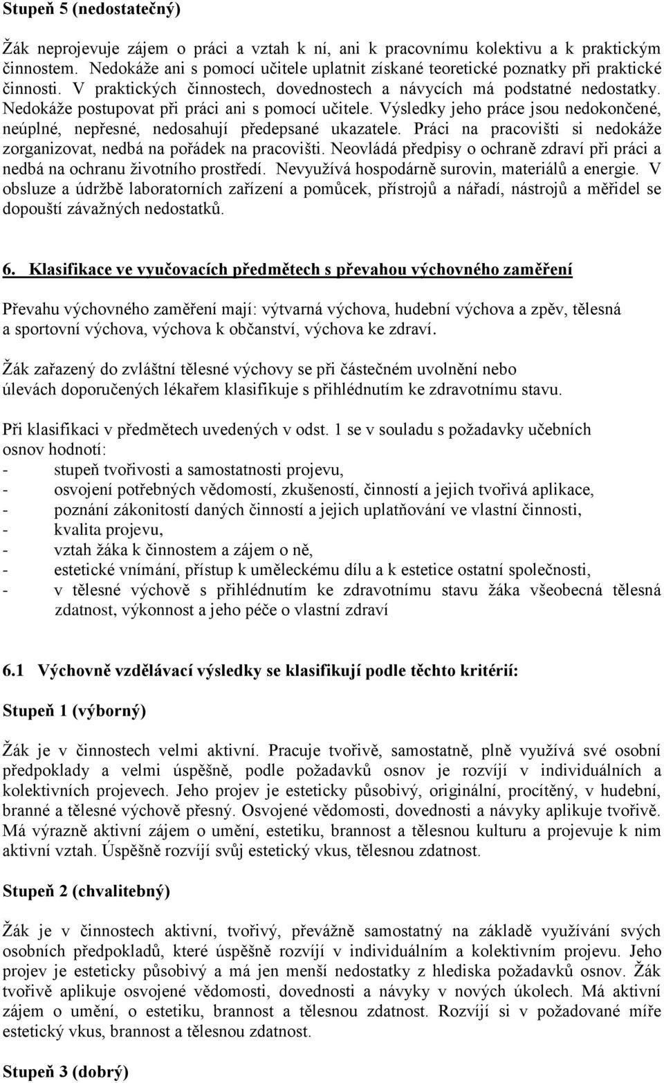 Nedokáže postupovat při práci ani s pomocí učitele. Výsledky jeho práce jsou nedokončené, neúplné, nepřesné, nedosahují předepsané ukazatele.