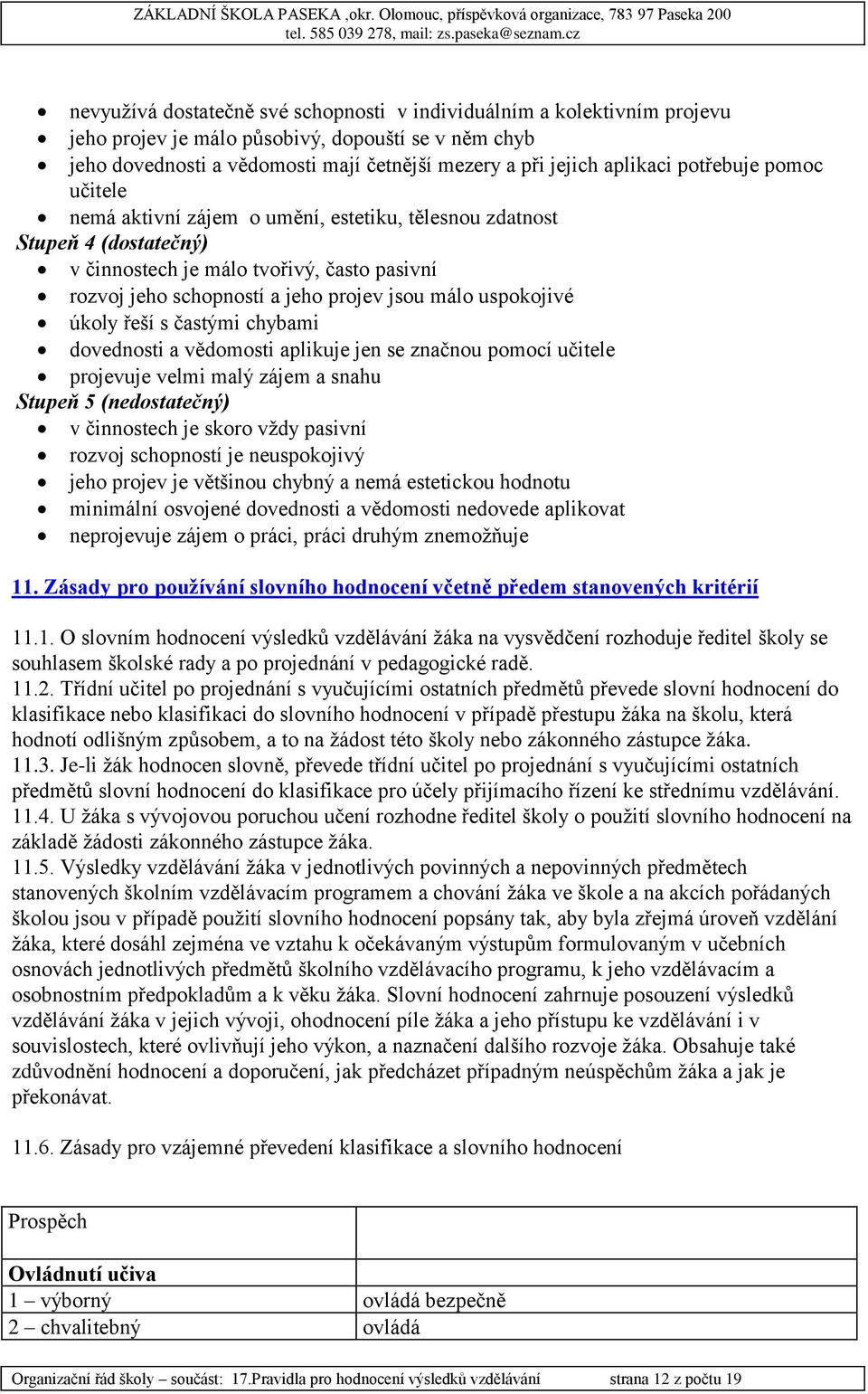 uspokojivé úkoly řeší s častými chybami dovednosti a vědomosti aplikuje jen se značnou pomocí učitele projevuje velmi malý zájem a snahu Stupeň 5 (nedostatečný) v činnostech je skoro vždy pasivní