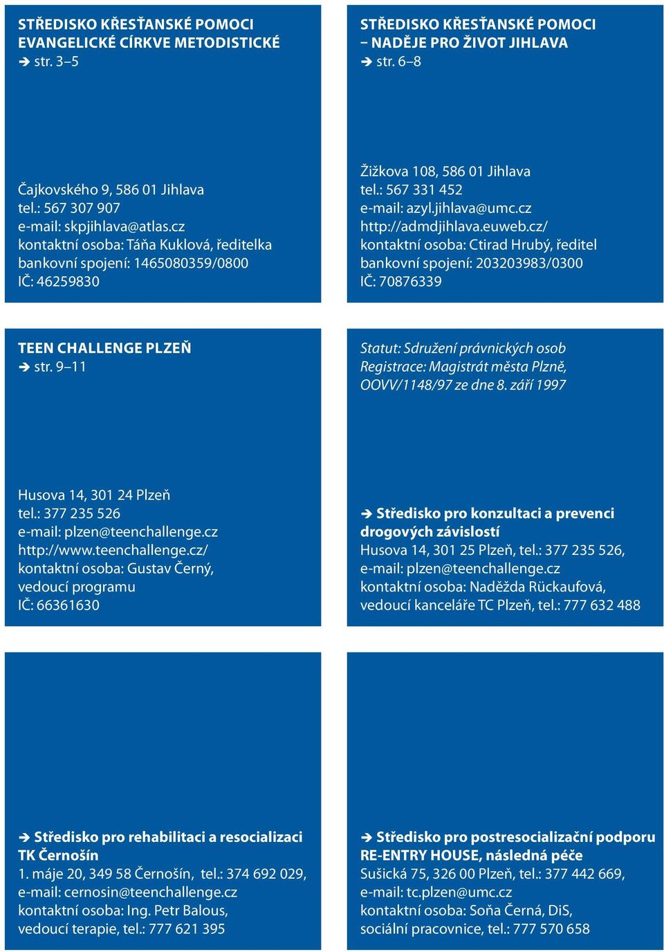 jihlava@umc.cz http://admdjihlava.euweb.cz/ kontaktní osoba: Ctirad Hrubý, ředitel bankovní spojení: 203203983/0300 IČ: 70876339 TEEN CHALLENGE PLZEŇ str.