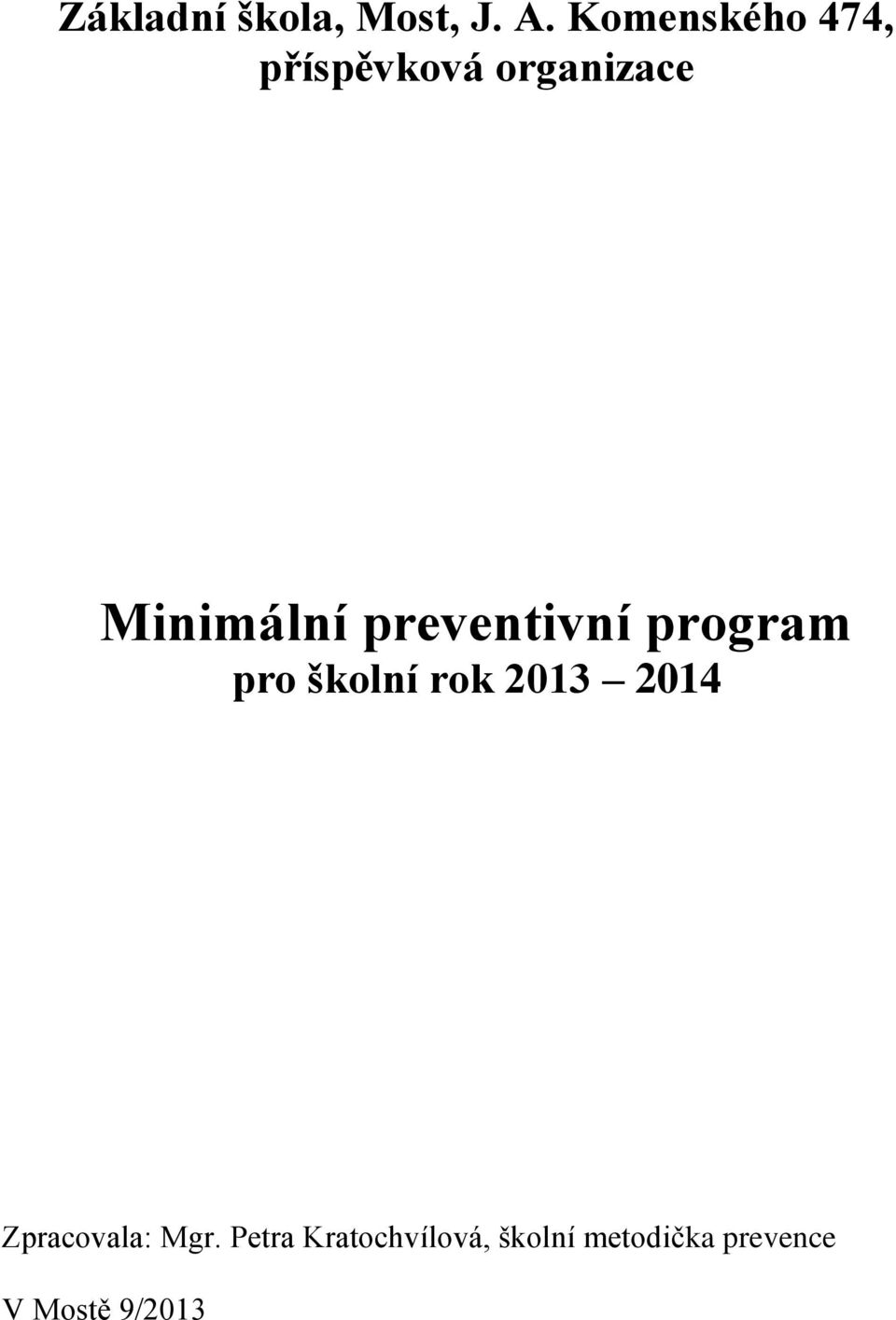 preventivní program pro školní rok 2013 2014