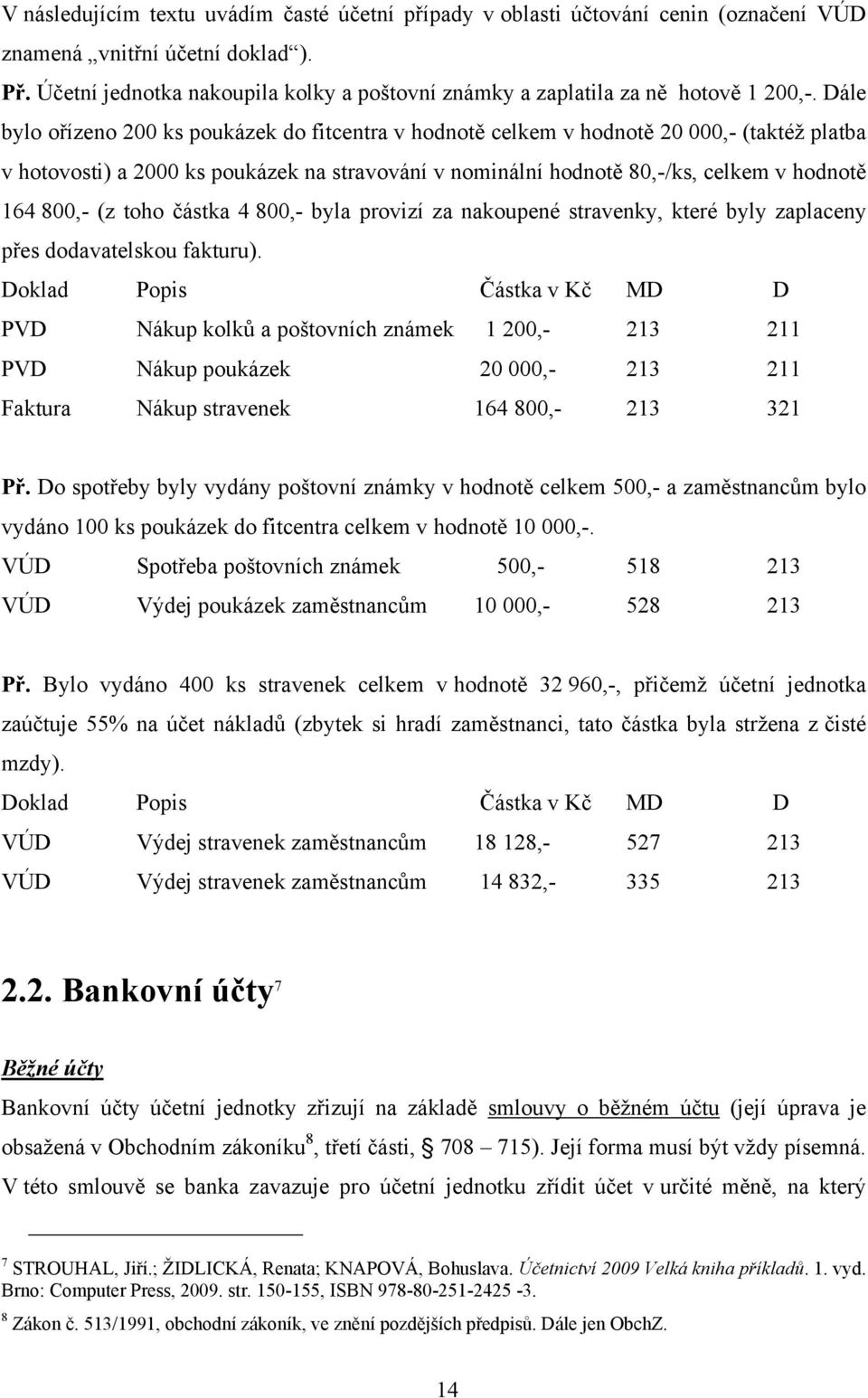 Dále bylo ořízeno 200 ks poukázek do fitcentra v hodnotě celkem v hodnotě 20 000,- (taktéţ platba v hotovosti) a 2000 ks poukázek na stravování v nominální hodnotě 80,-/ks, celkem v hodnotě 164 800,-