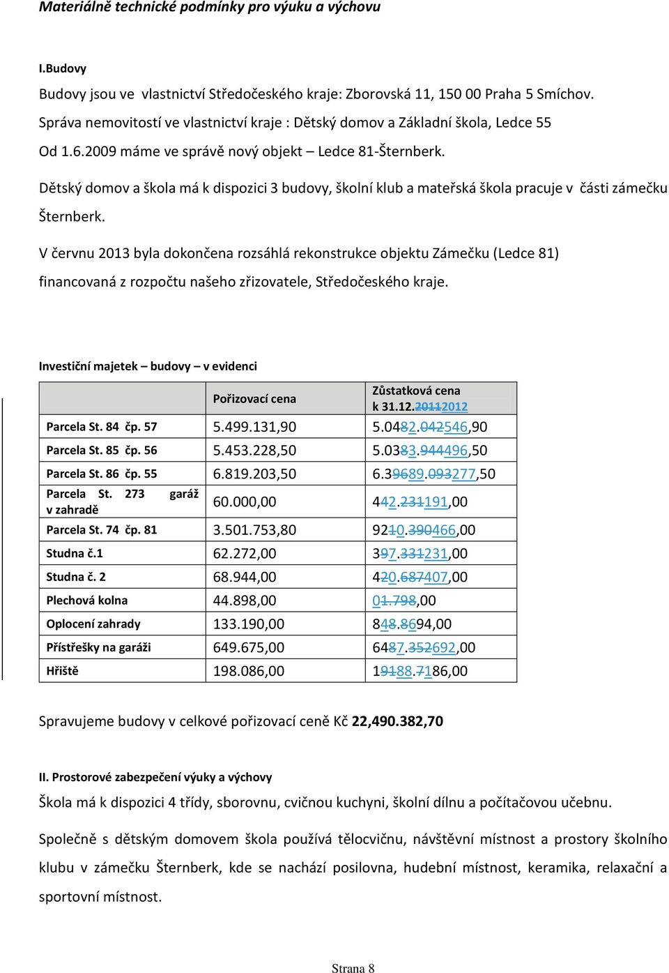 Dětský domov a škola má k dispozici 3 budovy, školní klub a mateřská škola pracuje v části zámečku Šternberk.