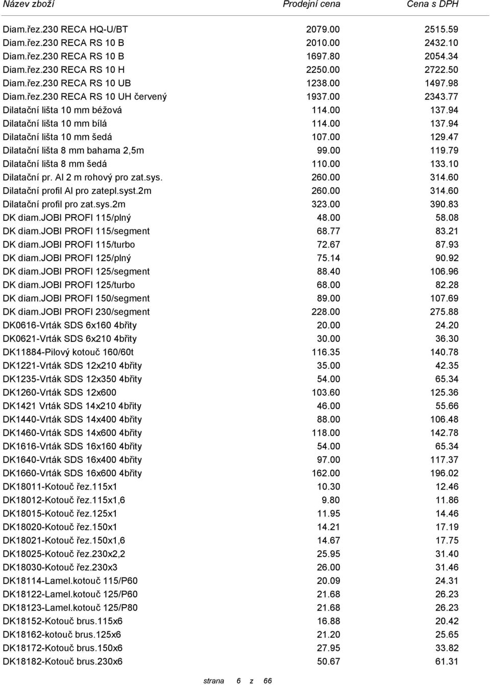 47 Dilatační lišta 8 mm bahama 2,5m 99.00 119.79 Dilatační lišta 8 mm šedá 110.00 133.10 Dilatační pr. Al 2 m rohový pro zat.sys. 260.00 314.60 Dilatační profil Al pro zatepl.syst.2m 260.00 314.60 Dilatační profil pro zat.