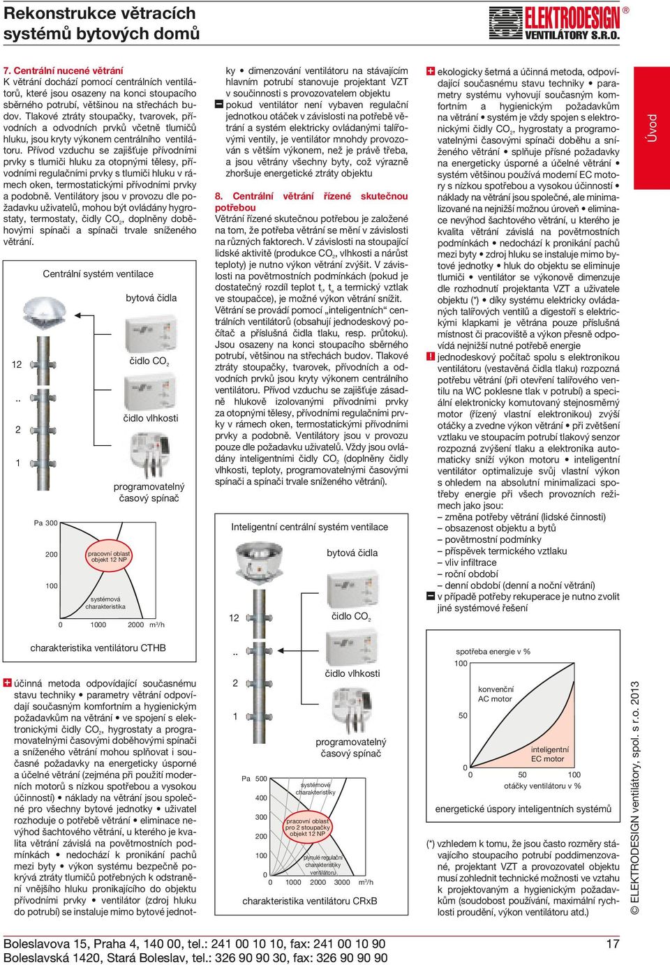 Tlakové ztráty stoupačky, tvarovek, přívodních a odvodních prvků včetně tlumičů hluku, jsou kryty výkonem centrálního ventilátoru.