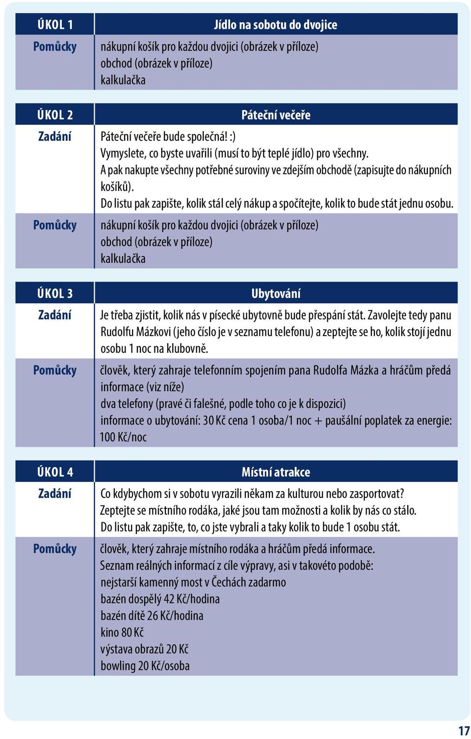 Do listu pak zapište, kolik stál celý nákup a spočítejte, kolik to bude stát jednu osobu.