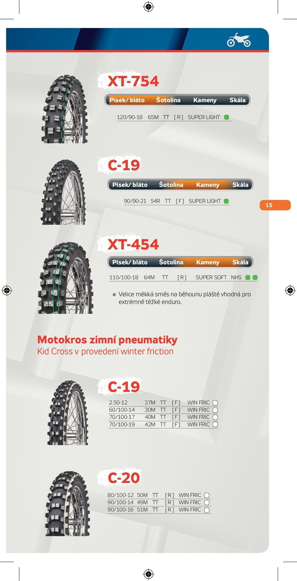 Motokros zimní pneumatiky Kid Cross v provedení winter friction C-19 2.