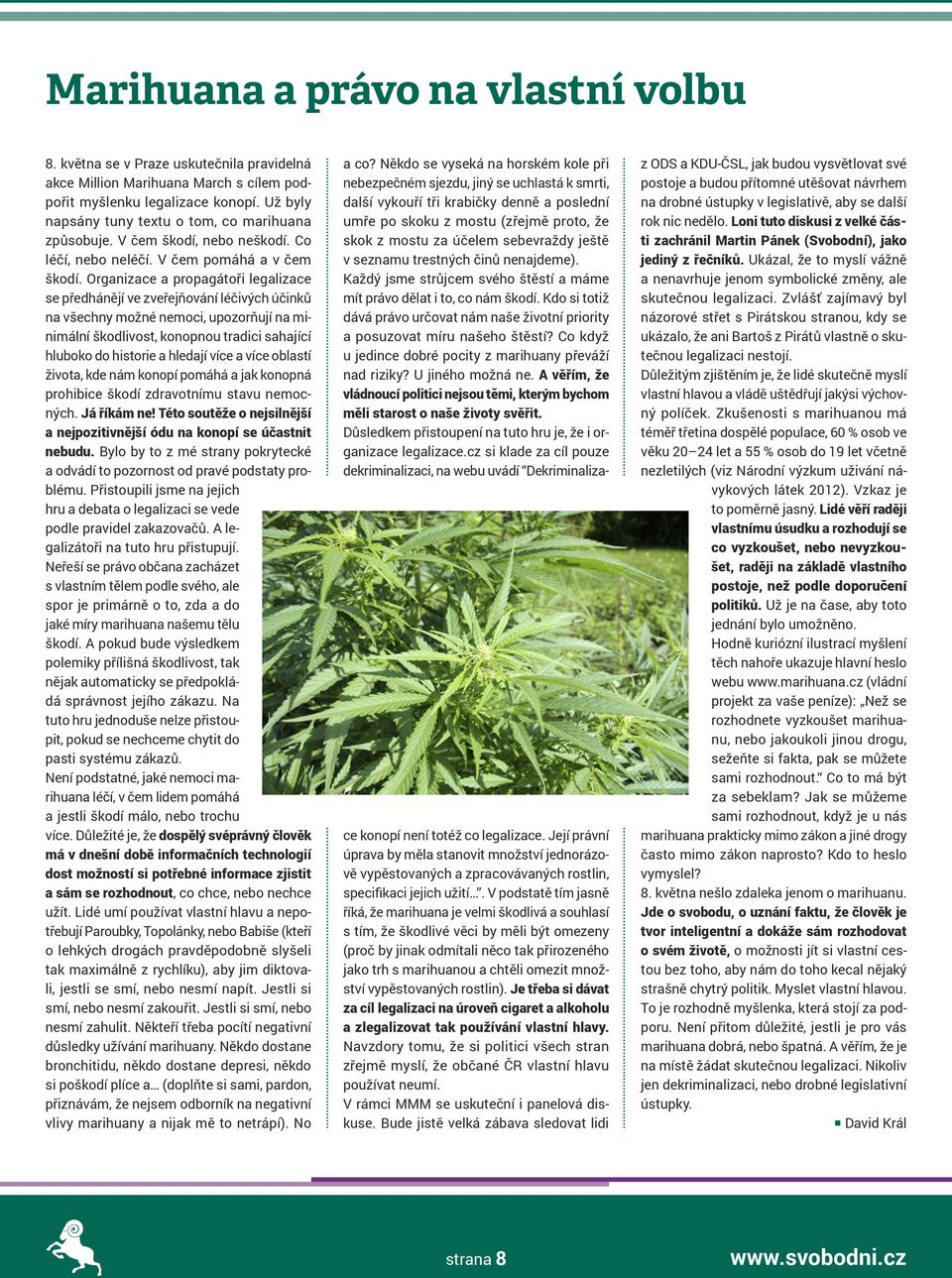 Organizace a propagátoři legalizace se předhánějí ve zveřejňování léčivých účinků na všechny možné nemoci, upozorňují na minimální škodlivost, konopnou tradici sahající hluboko do historie a hledají