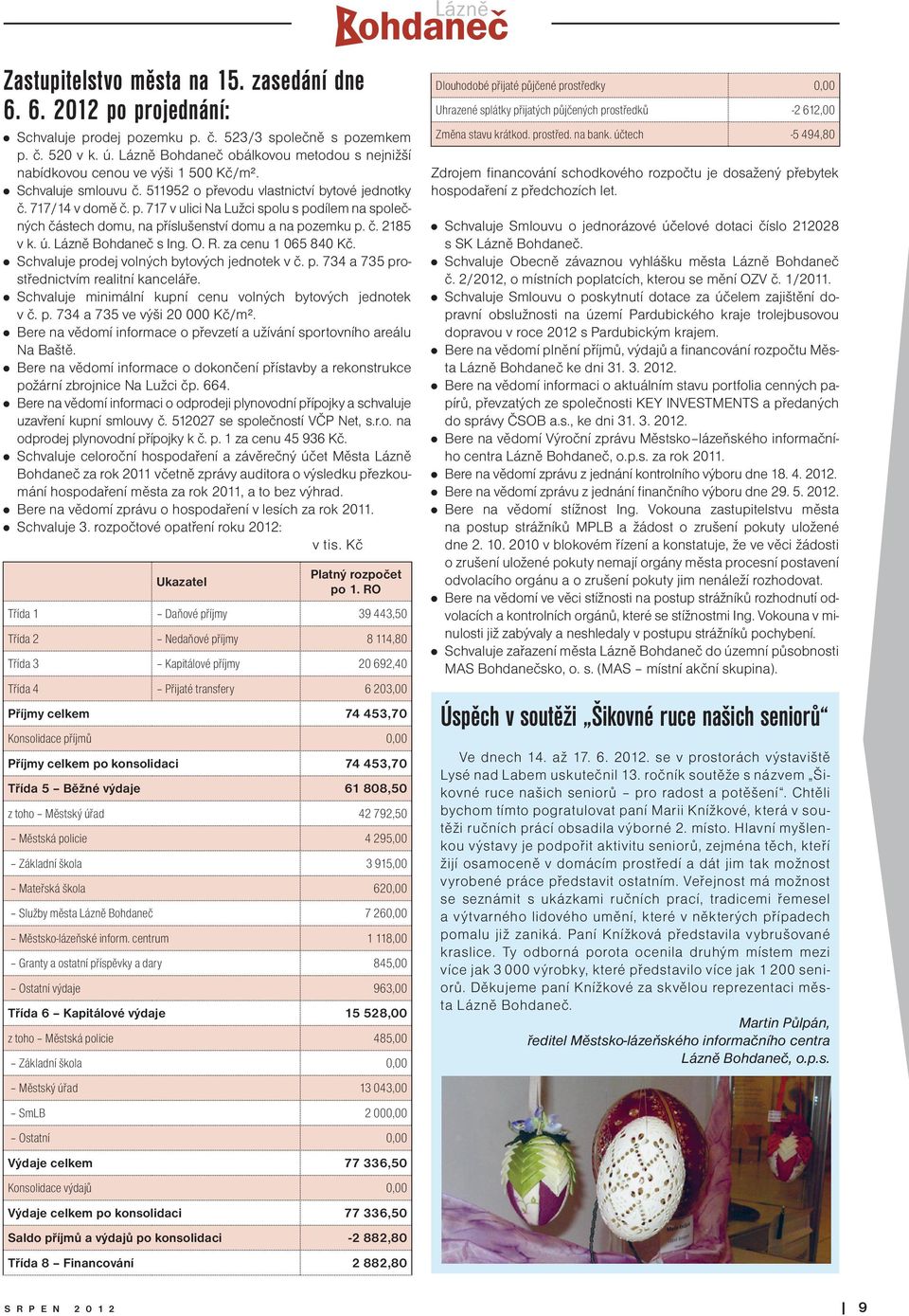 evodu vlastnictví bytové jednotky č. 717/14 v domě č. p. 717 v ulici Na Lužci spolu s podílem na společných částech domu, na příslušenství domu a na pozemku p. č. 2185 v k. ú. Lázně Bohdaneč s Ing. O.