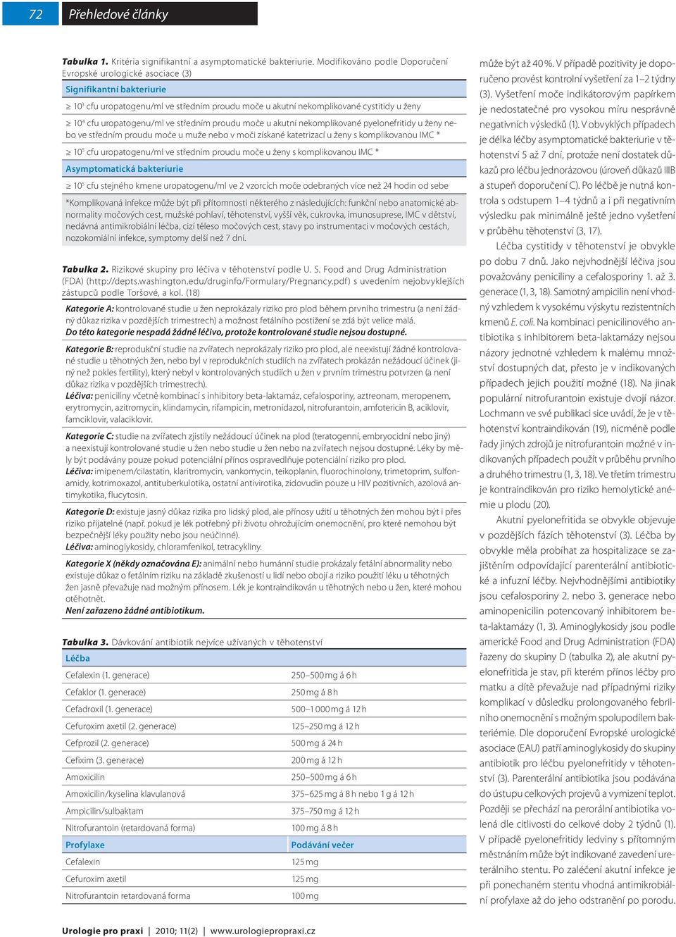 uropatogenu/ml ve středním proudu moče u akutní nekomplikované pyelonefritidy u ženy nebo ve středním proudu moče u muže nebo v moči získané katetrizací u ženy s komplikovanou IMC * 10 5 cfu