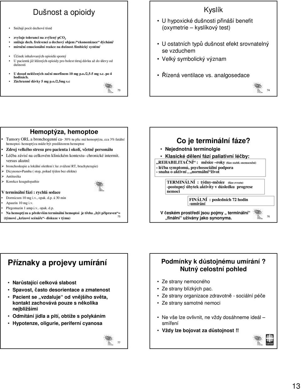 do úlevy od dušnosti U dosud neléčených začni morfinem 10 mg p.o./2,5-5 mg s.c. po 4 hodinách. Záchranné dávky 5 mg p.o./2,5mg s.