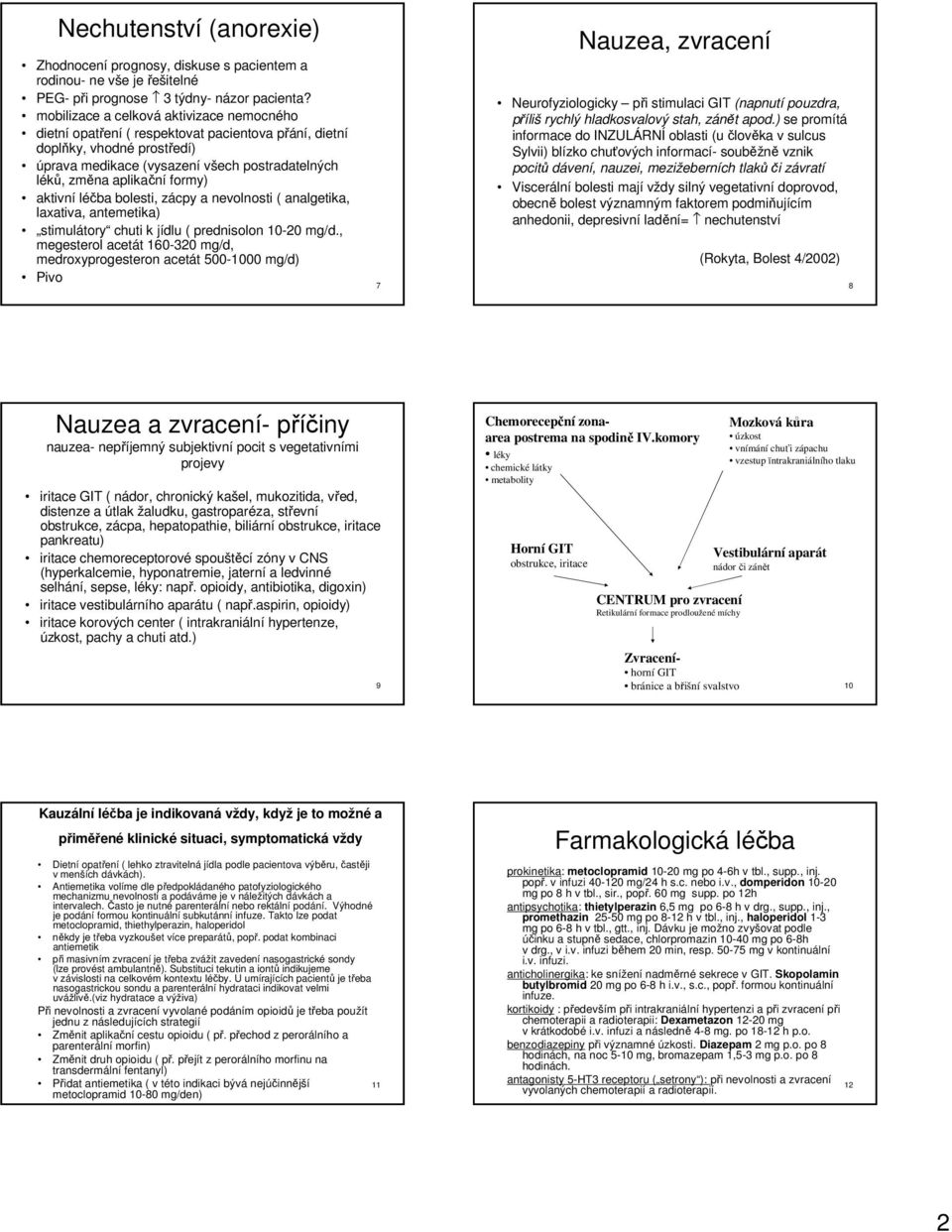 formy) aktivní léčba bolesti, zácpy a nevolnosti ( analgetika, laxativa, antemetika) stimulátory chuti k jídlu ( prednisolon 10-20 mg/d.