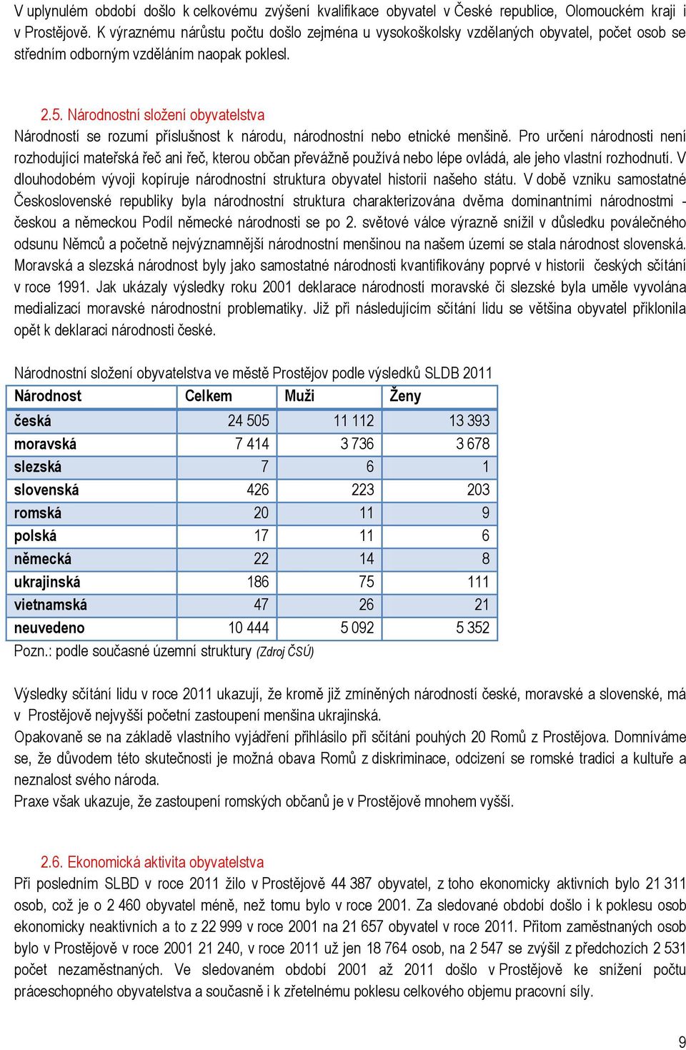 Národnostní složení obyvatelstva Národností se rozumí příslušnost k národu, národnostní nebo etnické menšině.