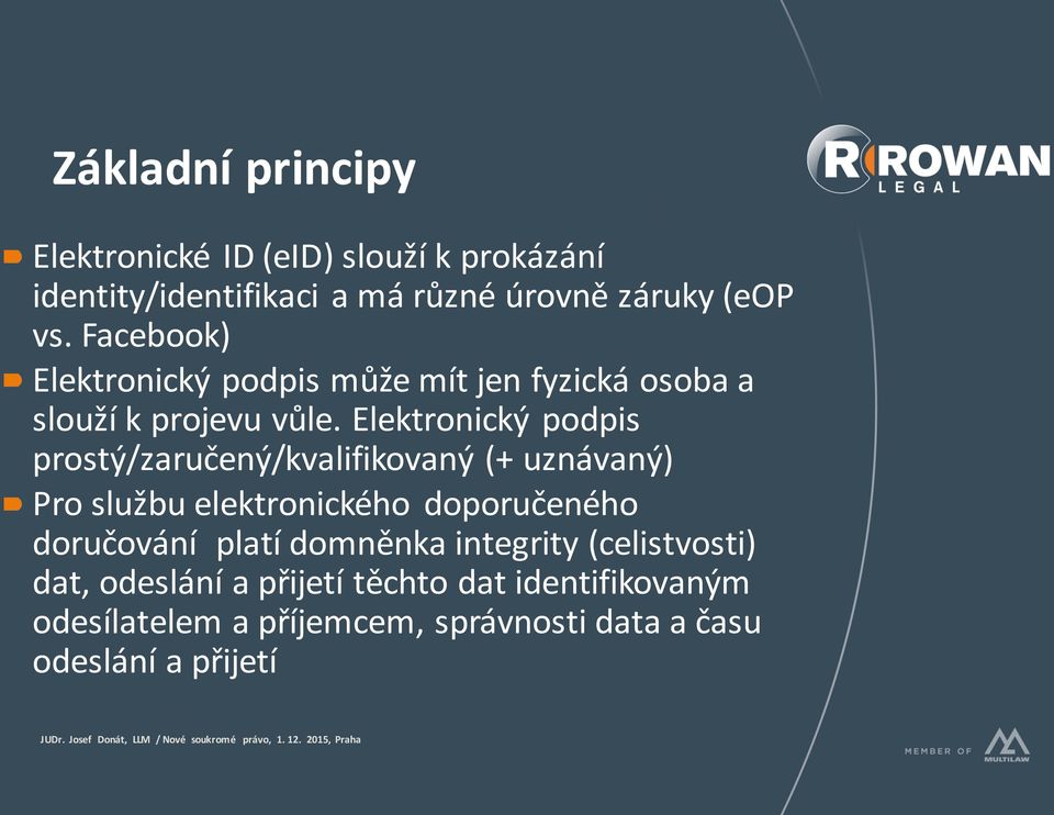 Elektronický podpis prostý/zaručený/kvalifikovaný (+ uznávaný) Pro službu elektronického doporučeného doručování