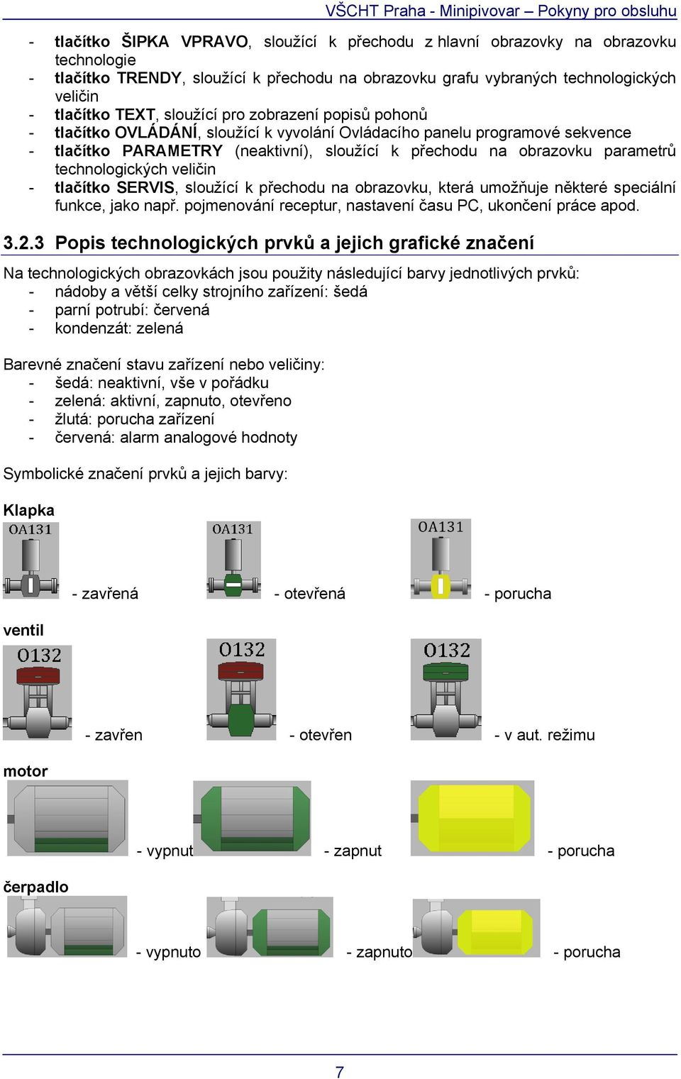 technologických veličin - tlačítko SERVIS, sloužící k přechodu na obrazovku, která umožňuje některé speciální funkce, jako např. pojmenování receptur, nastavení času PC, ukončení práce apod. 3.2.