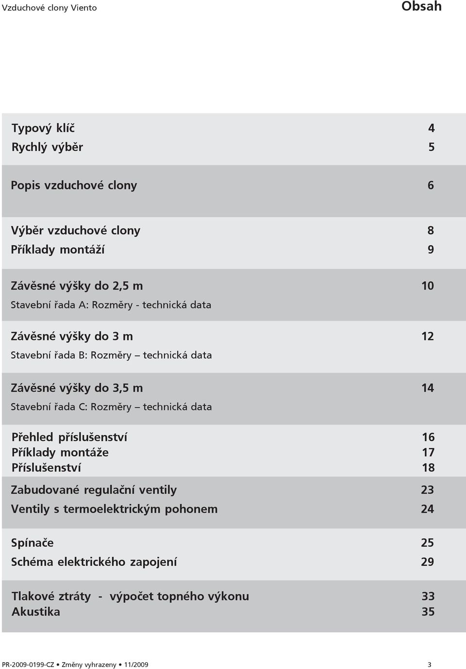 C: Rozměry technická data Přehled příslušenství 16 Příklady montáže 17 Příslušenství 18 Zabudované regulační ventily 23 Ventily s termoelektrickým