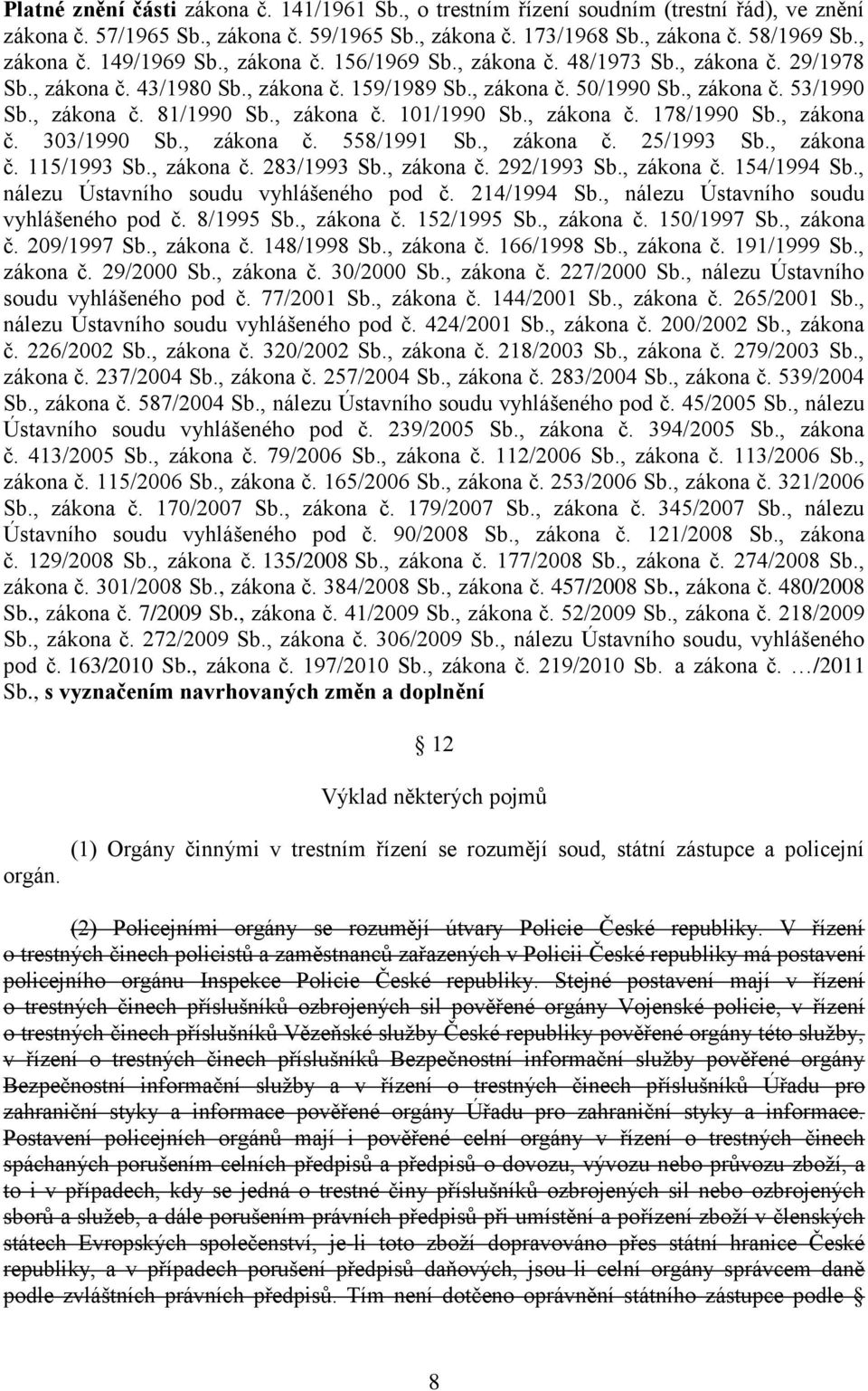 , zákona č. 178/1990 Sb., zákona č. 303/1990 Sb., zákona č. 558/1991 Sb., zákona č. 25/1993 Sb., zákona č. 115/1993 Sb., zákona č. 283/1993 Sb., zákona č. 292/1993 Sb., zákona č. 154/1994 Sb.