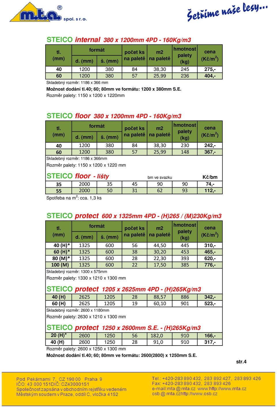 50 31 62 93 112,- Spotřeba na m 2 : cca. 1,3 ks STEICO protect 600 x 1325mm 4PD - (H)265 / (M)230Kg/m3 d. š.