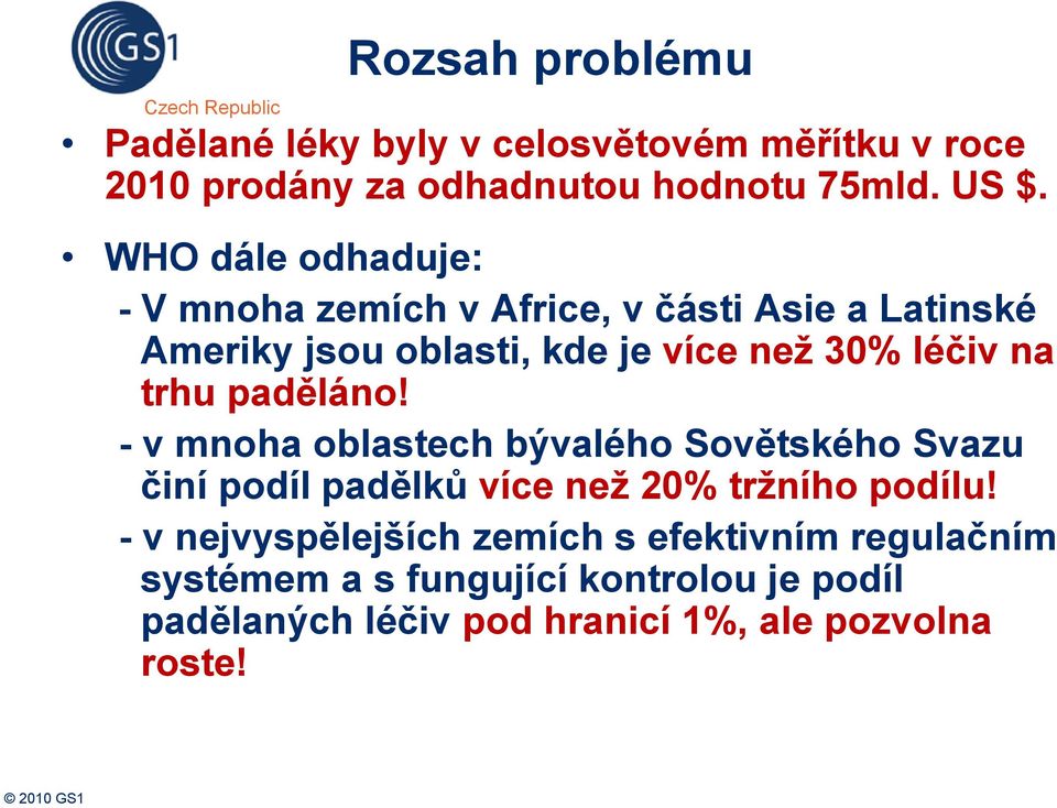 trhu paděláno! - v mnoha oblastech bývalého Sovětského Svazu činí podíl padělků více než 20% tržního podílu!