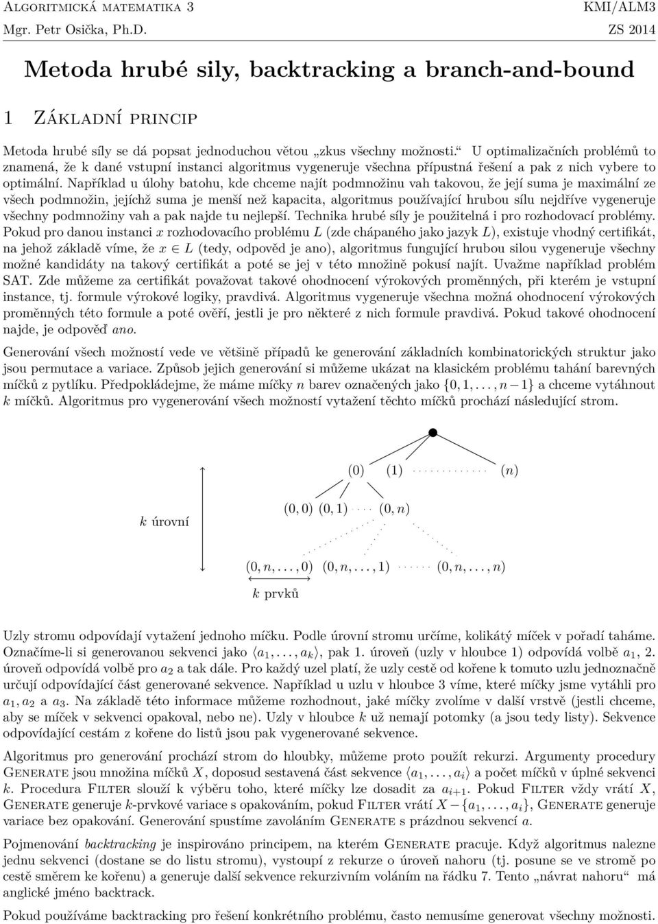 U optimalizačních problémů to znamená, že k dané vstupní instanci algoritmus vygeneruje všechna přípustná řešení a pak z nich vybere to optimální.