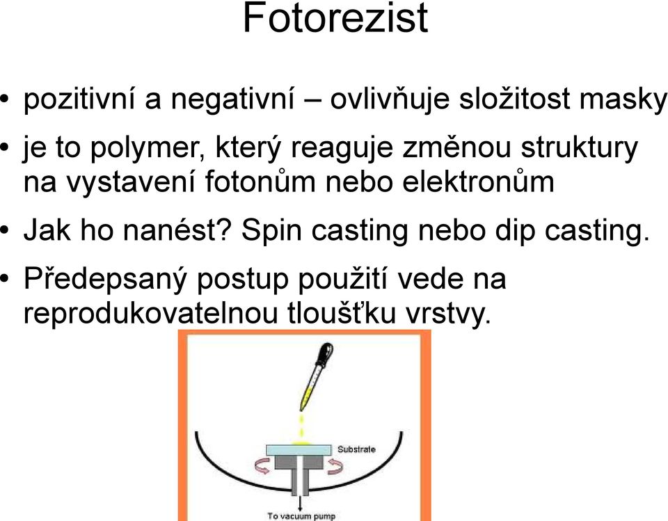 nebo elektronům Jak ho nanést? Spin casting nebo dip casting.