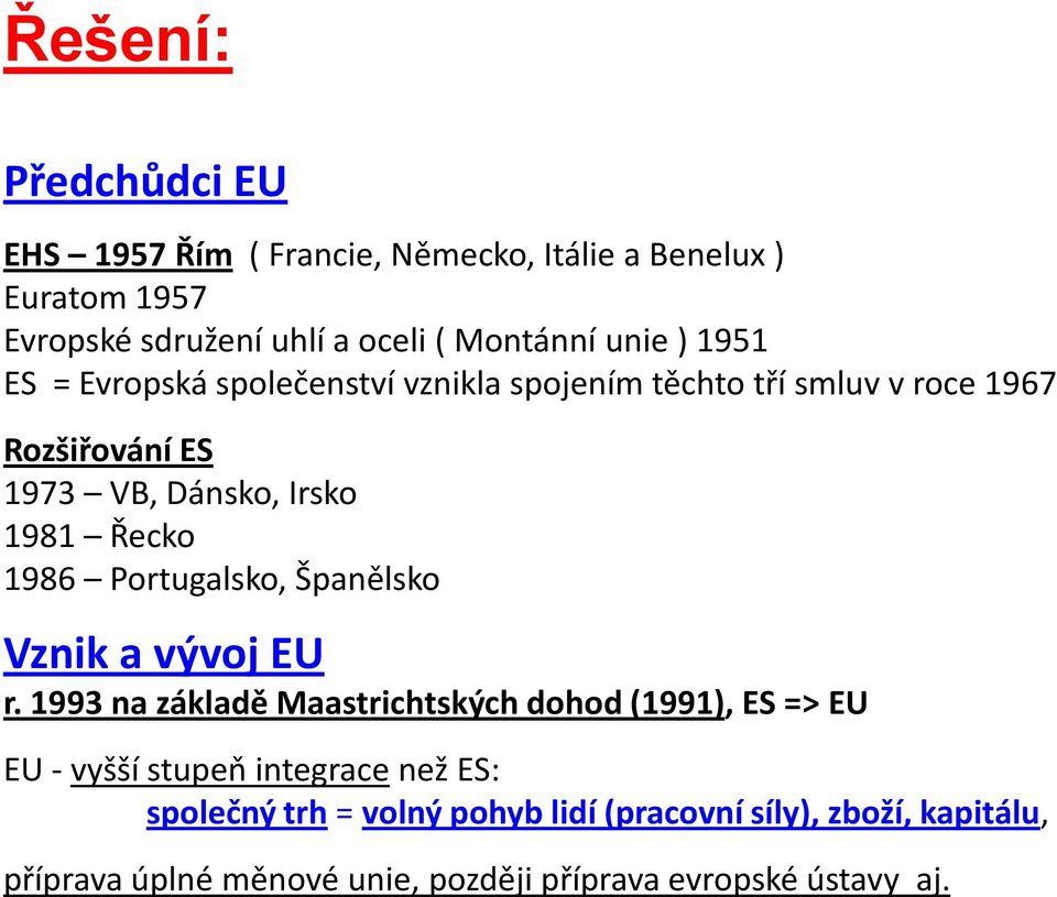 Řecko 1986 Portugalsko, Španělsko Vznik a vývoj EU r.