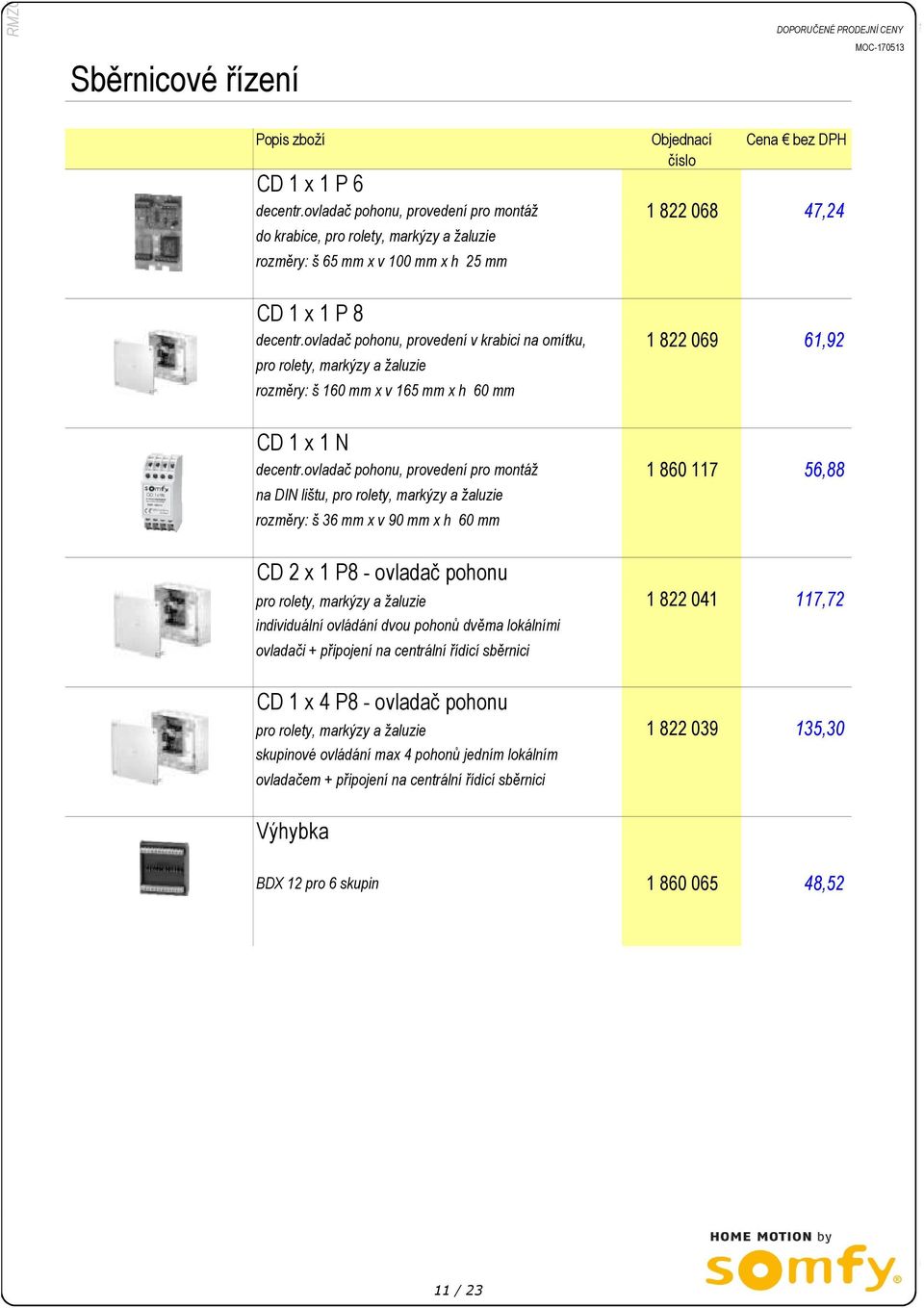 ovladač pohonu, provedení pro montáž 1 860 117 56,88 na DIN lištu, pro rolety, markýzy a žaluzie rozměry: š 36 mm x v 90 mm x h 60 mm CD 2 x 1 P8 - ovladač pohonu pro rolety, markýzy a žaluzie 1 822